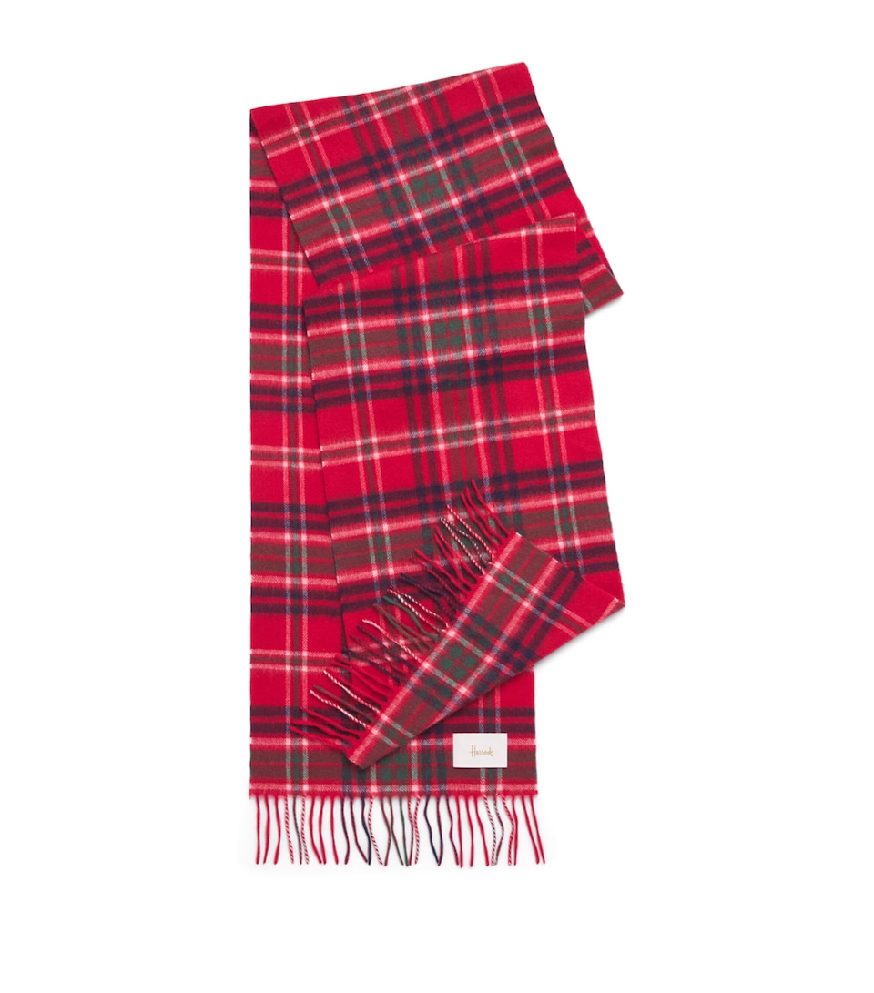 Harrods Cashmere Tartan Scarf Red