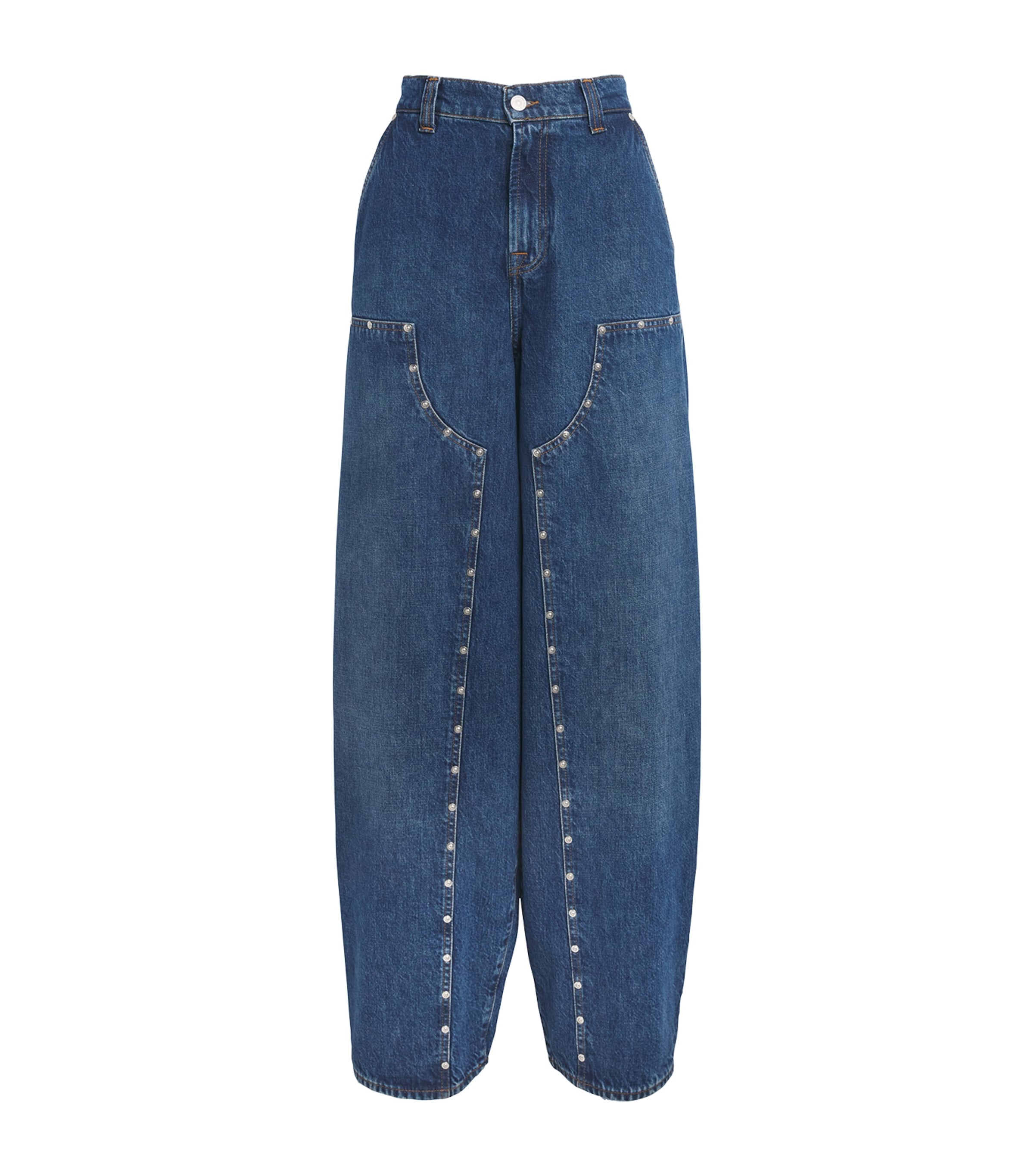 Alaïa Round Wide-Leg Jeans | Harrods US