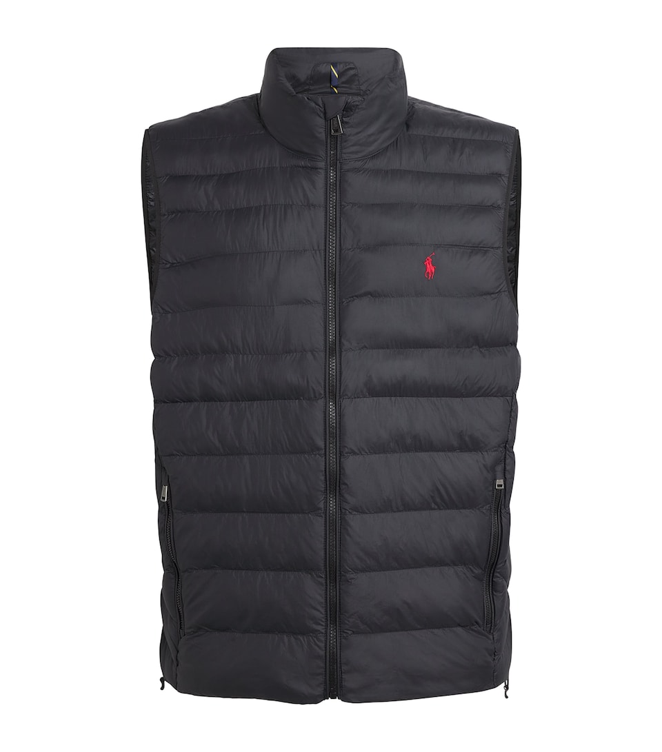 Polo Ralph Lauren Mens Padded Polo Pony Packaway Gilet Polo Black