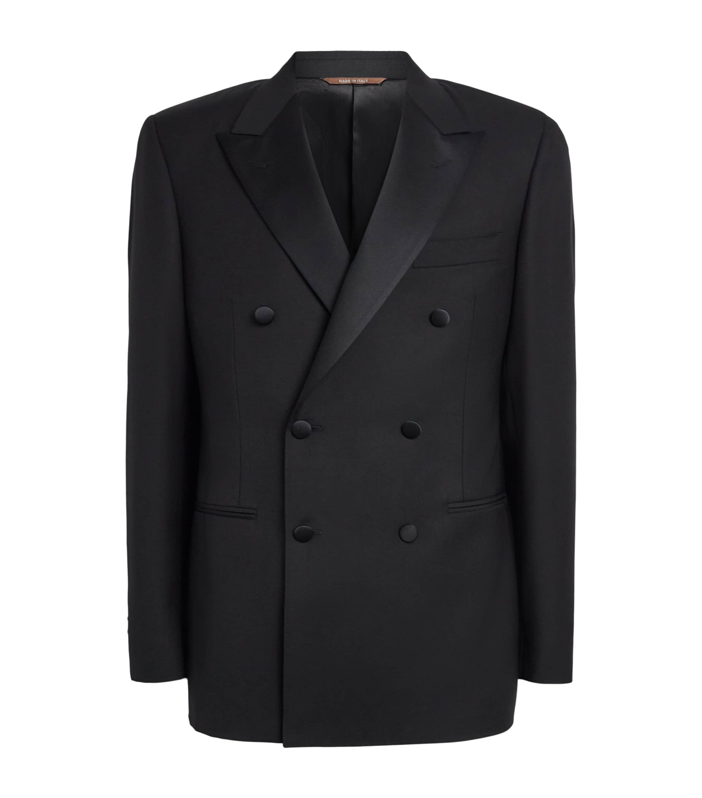 Canali Mens Wool Double-Breasted Tuxedo Jacket