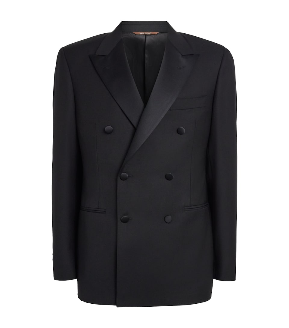 Canali Mens Wool Double-Breasted Tuxedo Jacket