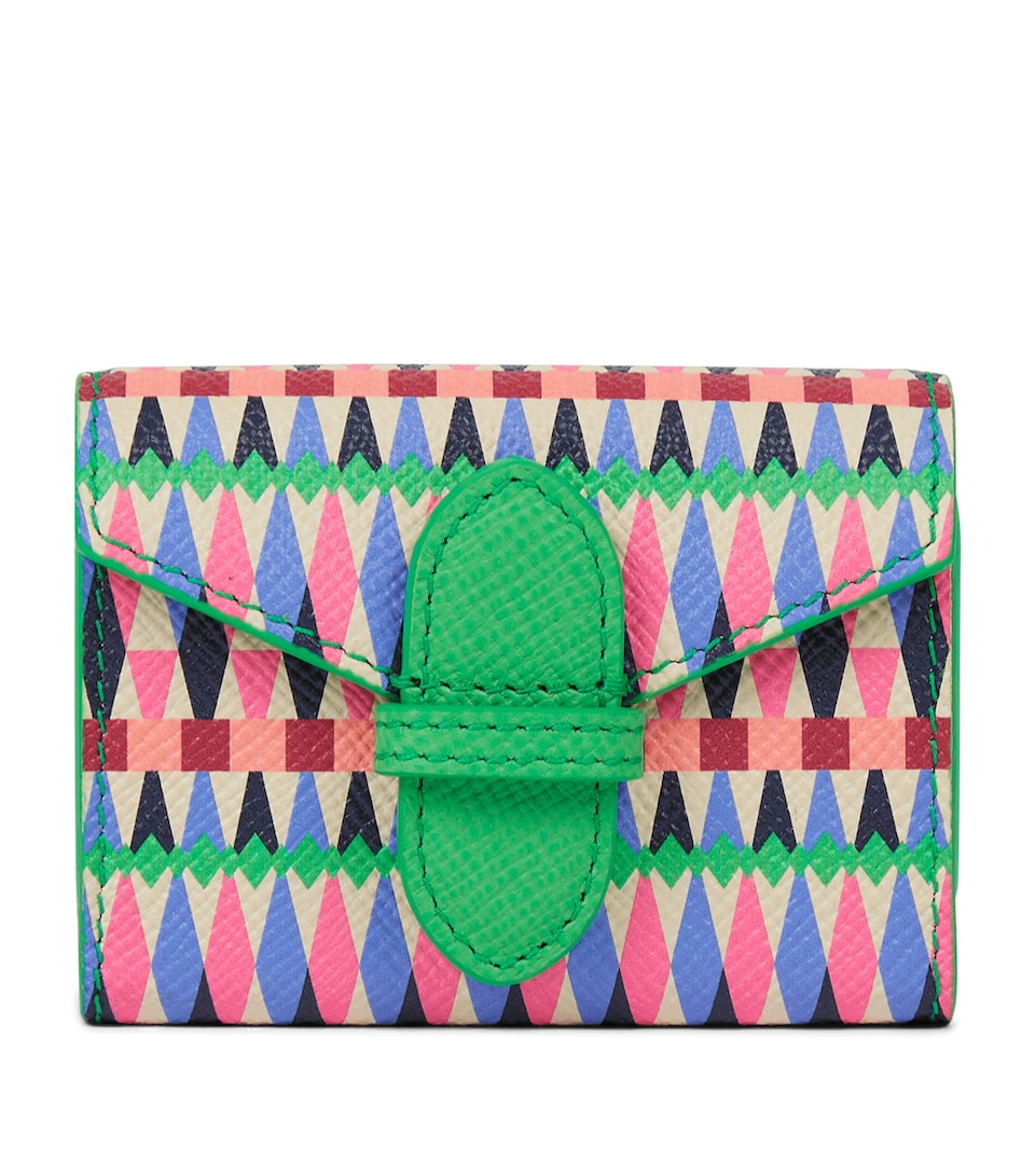 Smythson Leather Harlequin Panama Playing Card Case Flamingo Mix