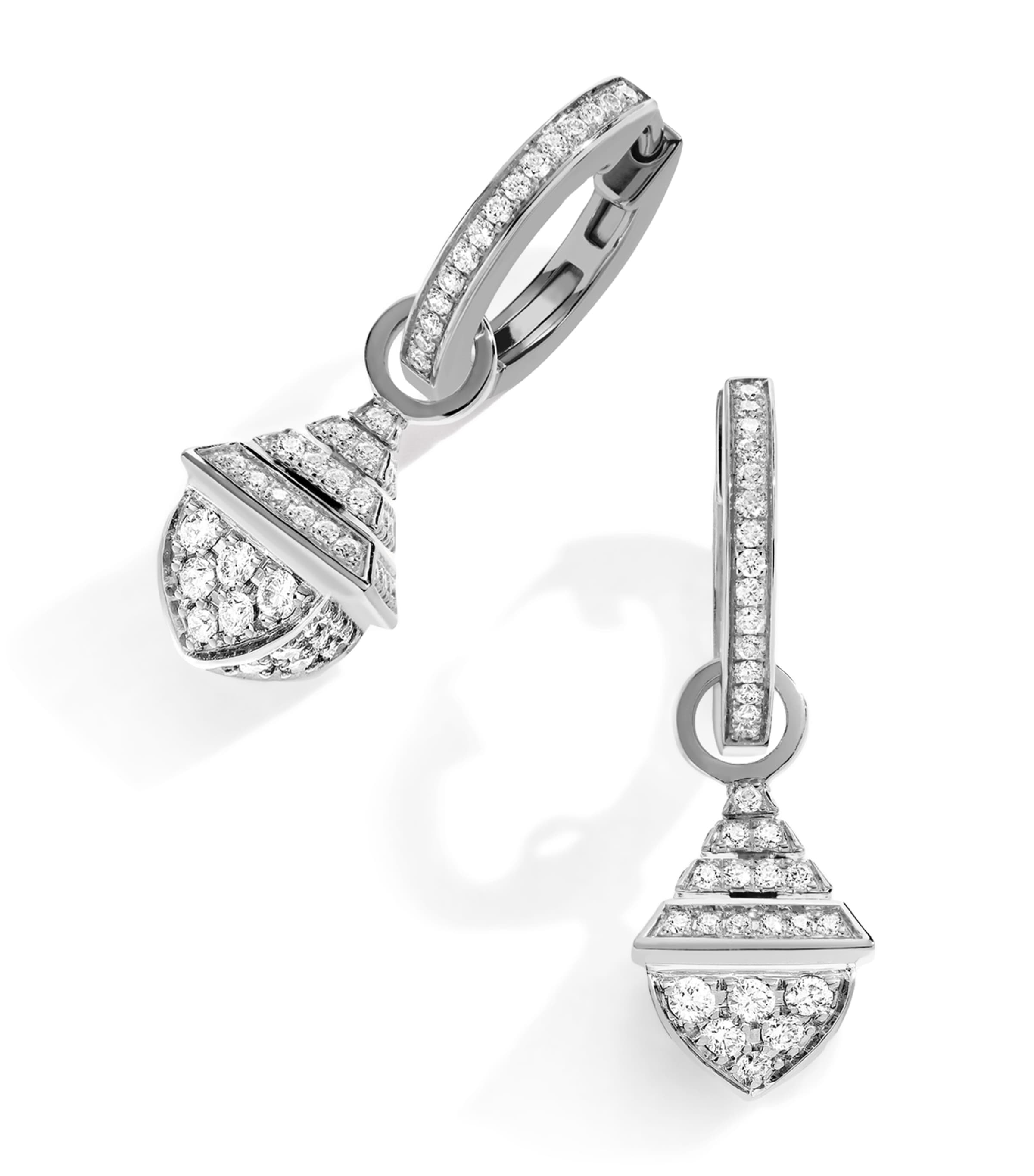 White Gold and Diamond Cleo Rev Drop Earrings