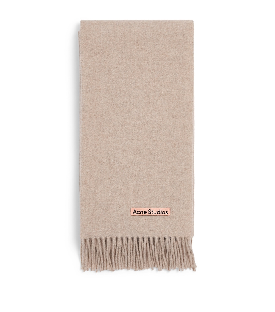 Acne Studios Wool Logo Scarf Oatmeal Melange