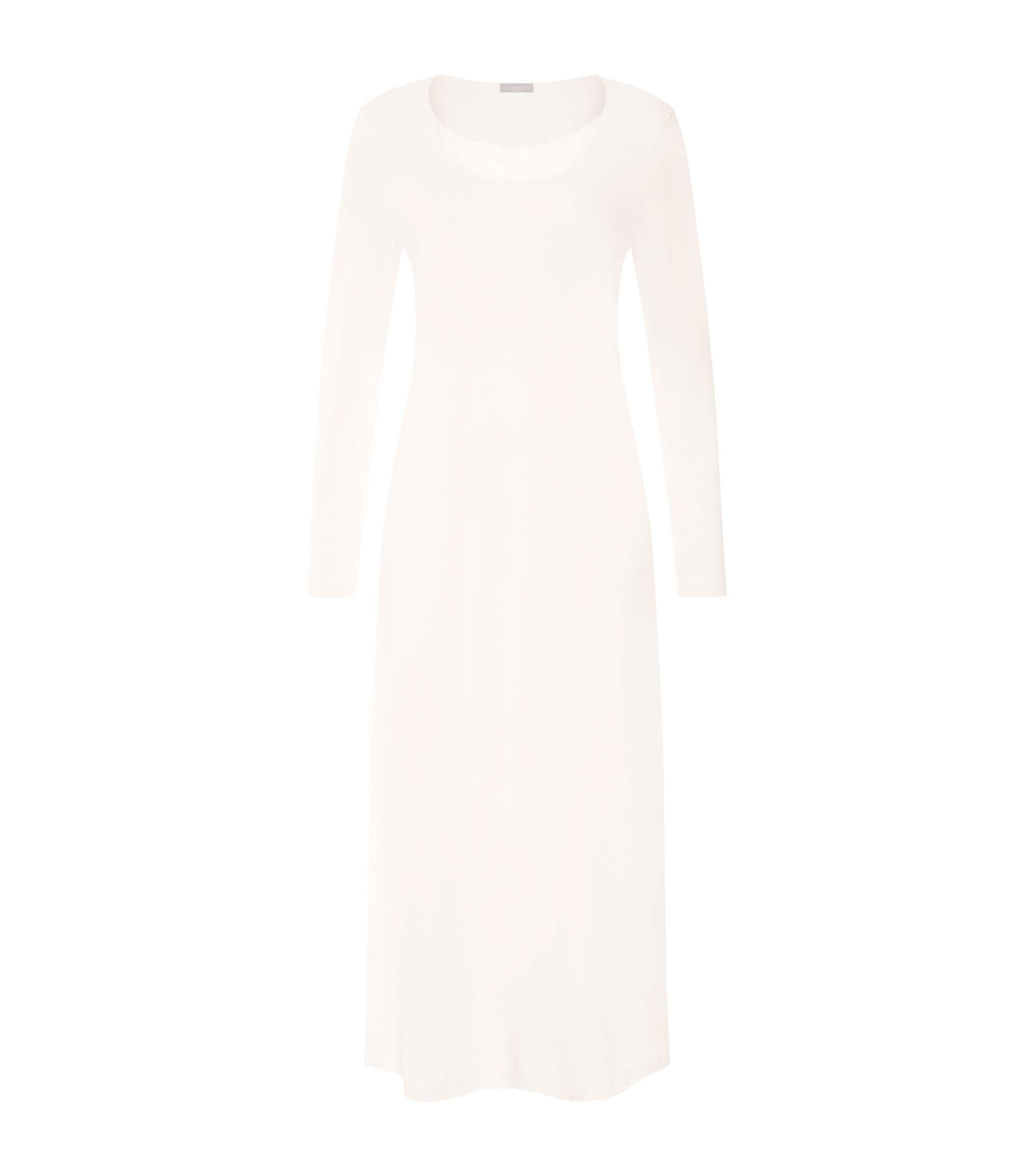 Hanro Womens Cotton Rosaria Long-Sleeve Nightdress Off White