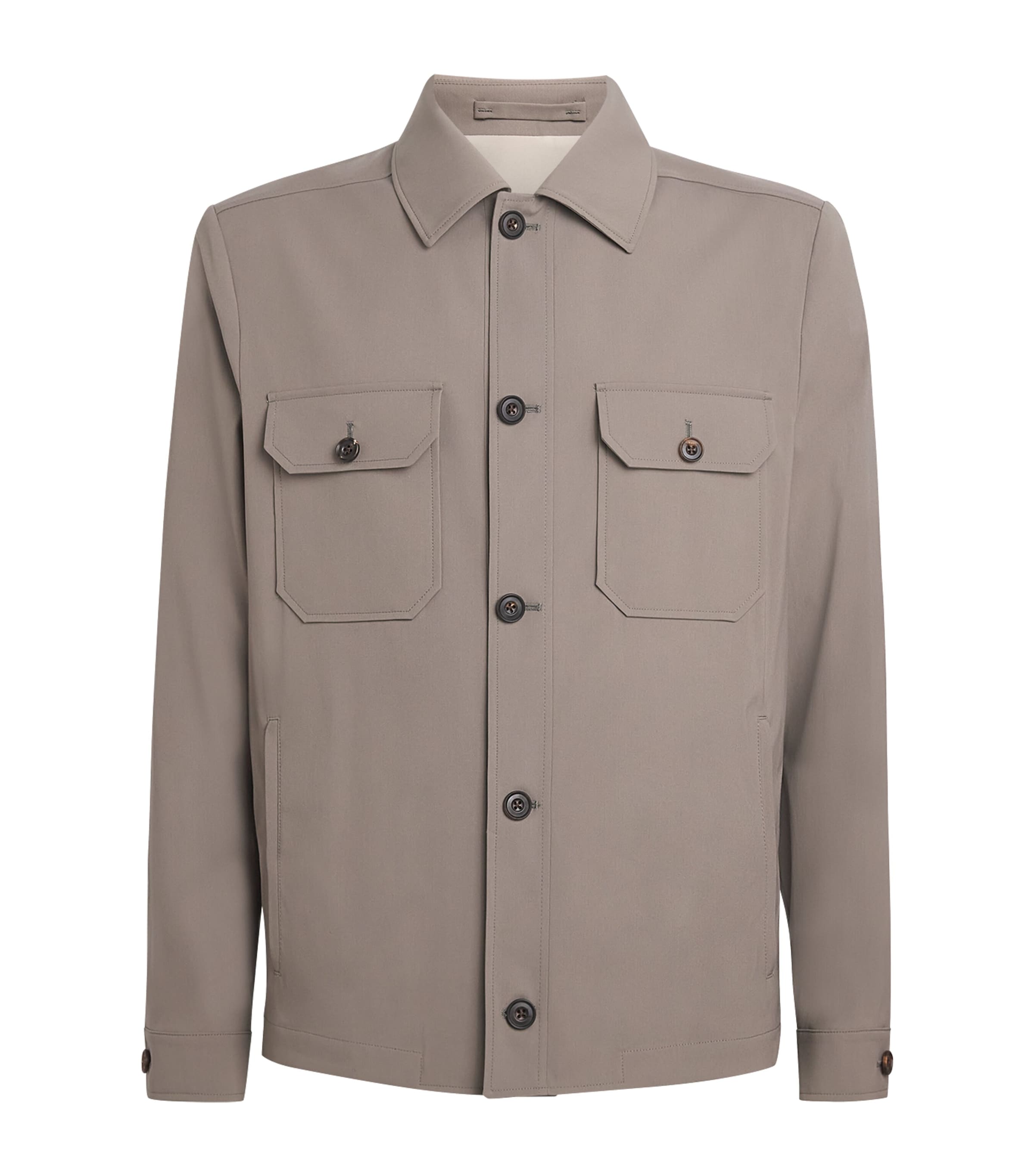 Corneliani Mens Water-Repellent Techwool Overshirt Natural / Beige