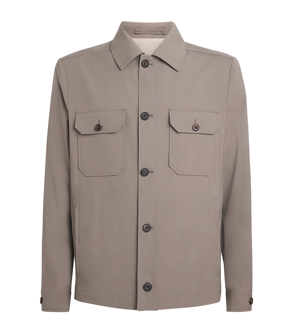 Corneliani Mens Water-Repellent Techwool Overshirt Natural / Beige