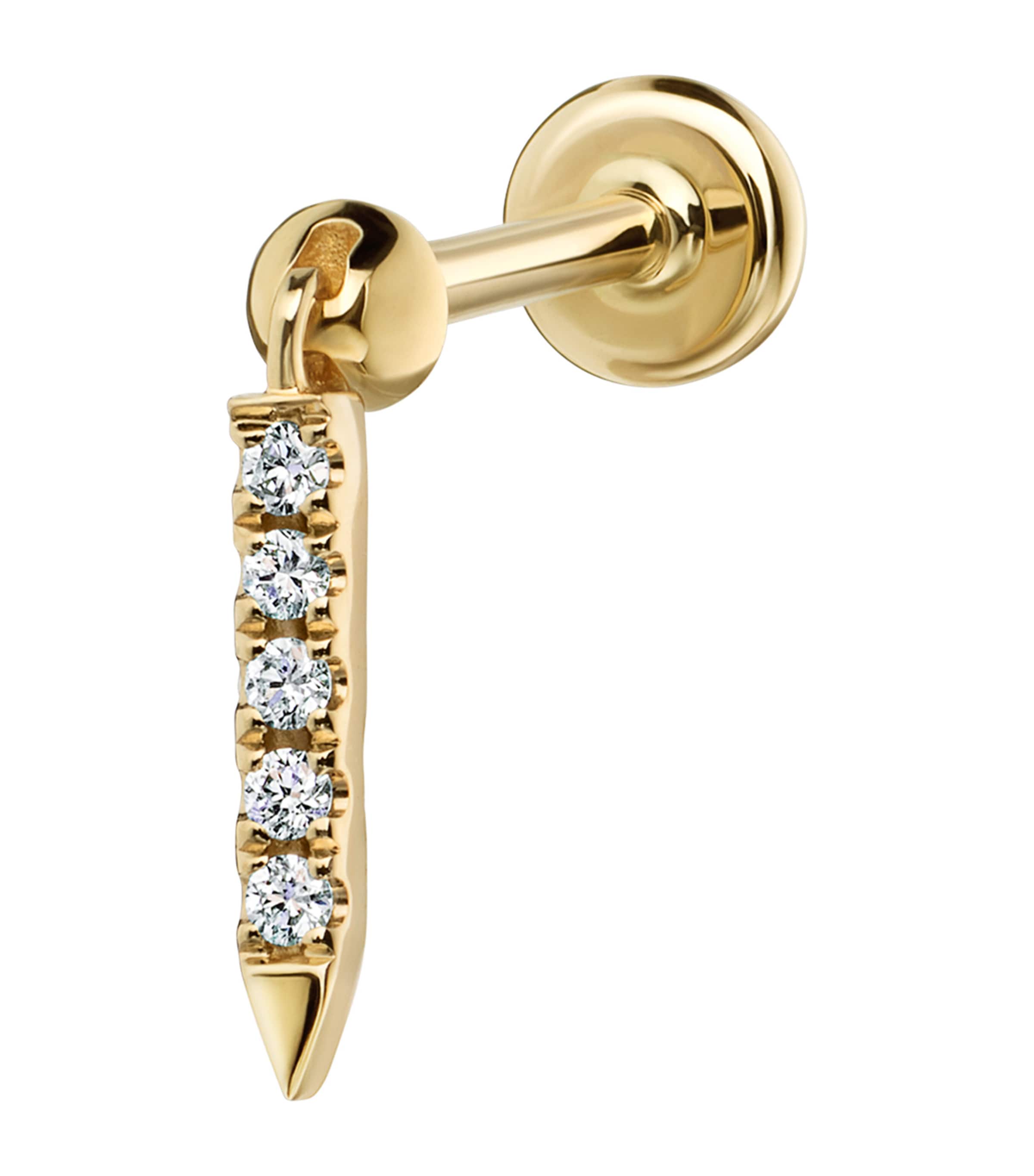 Maria Tash Diamond Eternity Bar Single Stud Earring (7mm) Yellow Gold