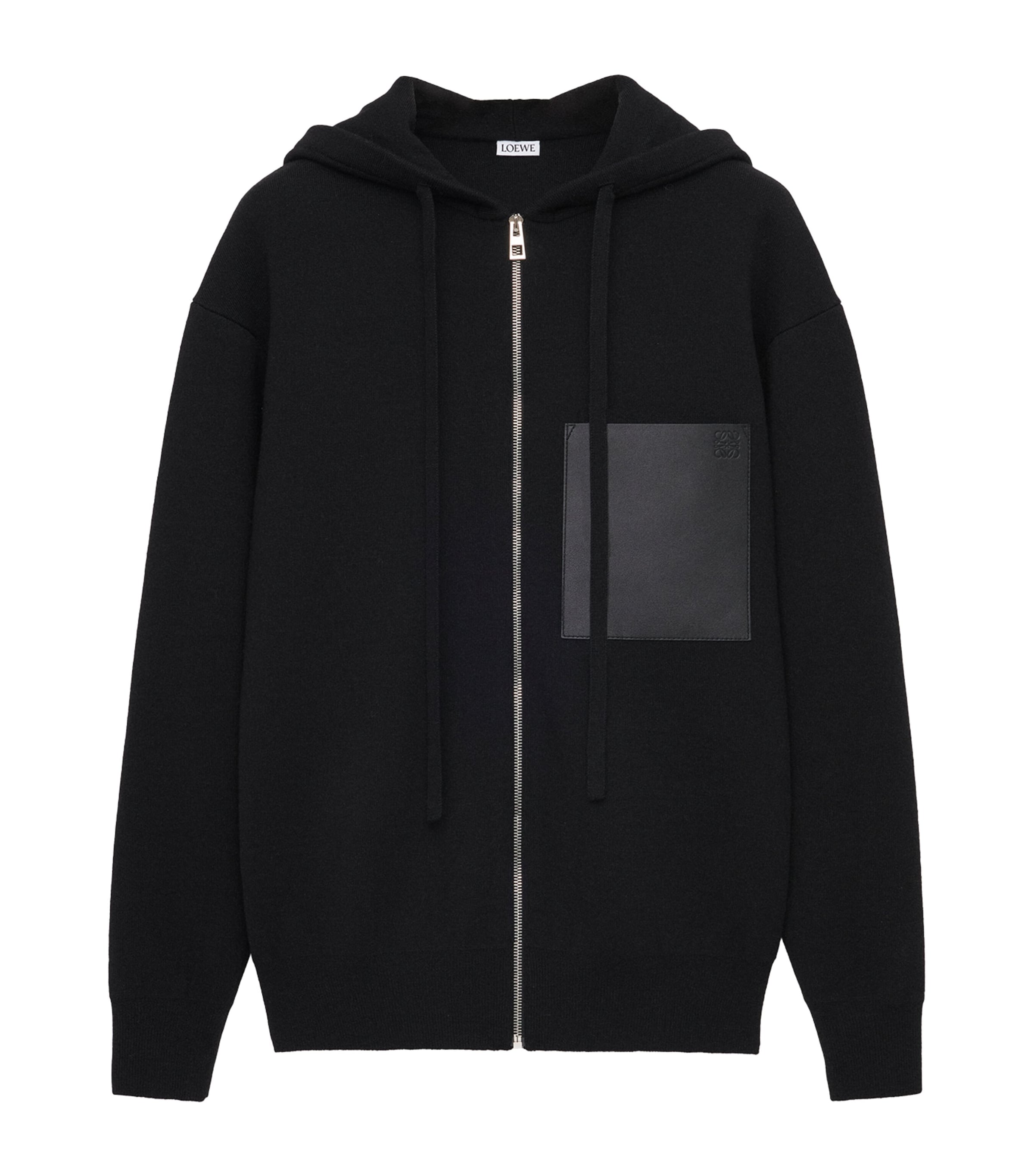 Wool-Blend Leather-Pocket Hoodie