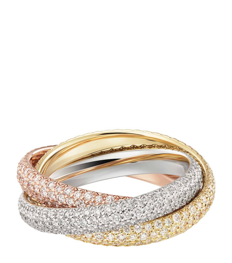 Medium White, Yellow, Rose Gold and Diamond Trinity Ring