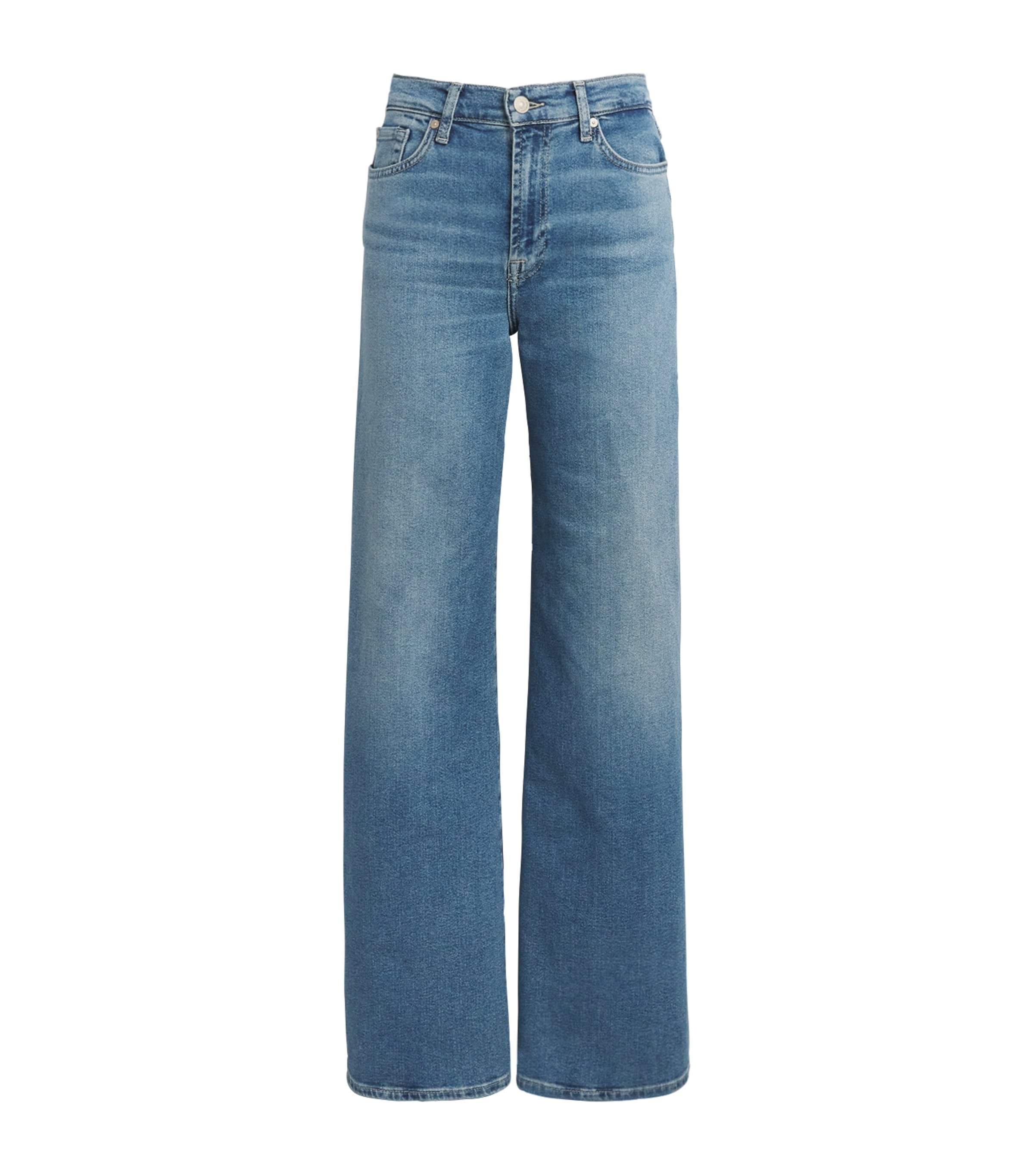 7 For All Mankind Womens Lotta High-Rise Wide-Leg Jeans Aquashade