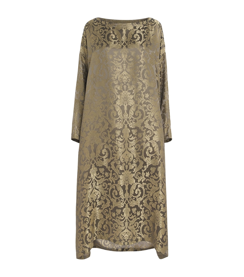 Metallic Jacquard Midi Dress