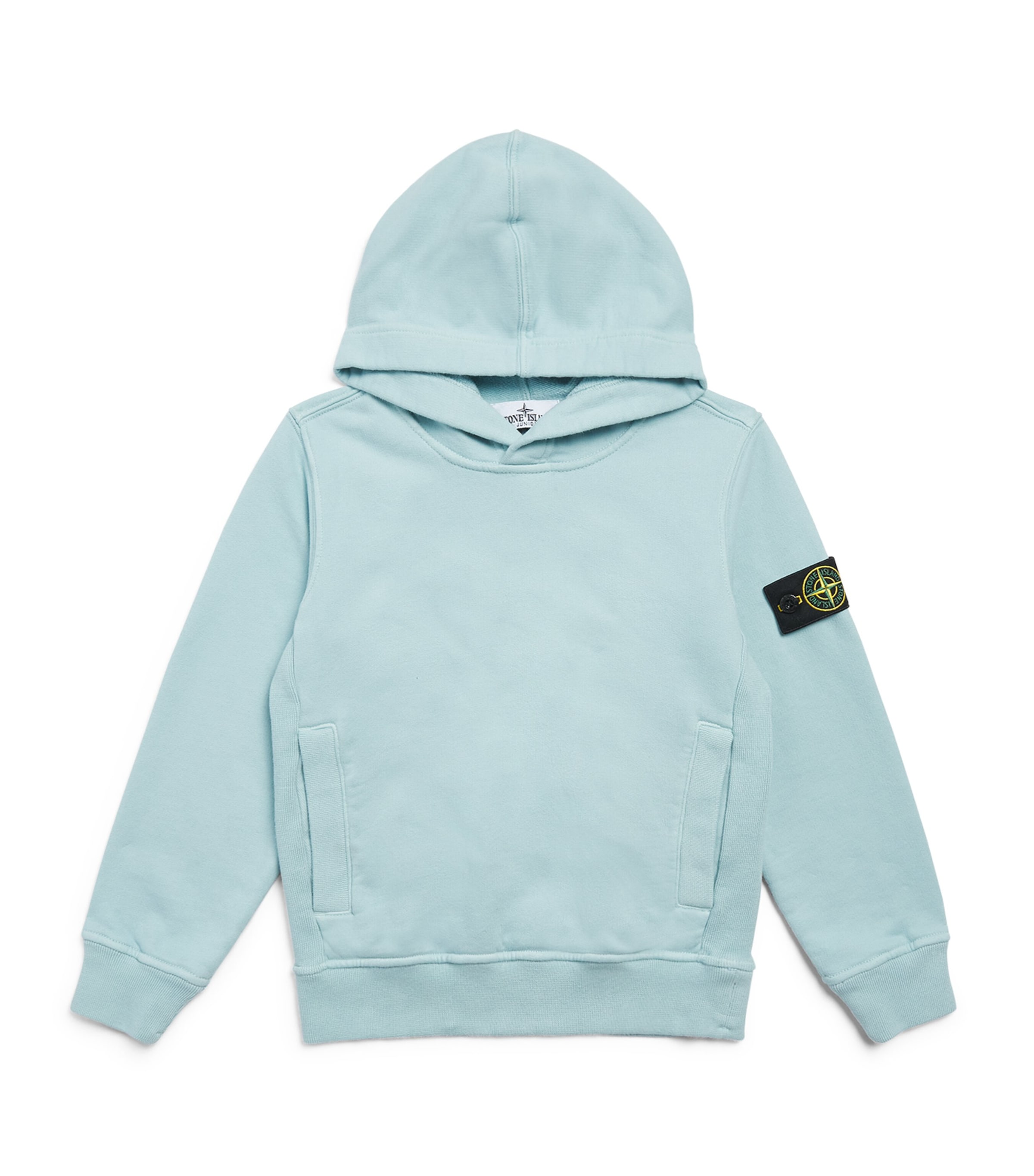 Stone Island Junior Cotton Compass Patch Hoodie (3-14 Years) Powder Blue
