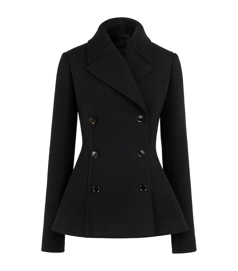 Alaïa Womens Wool Fitted Pea Coat Black