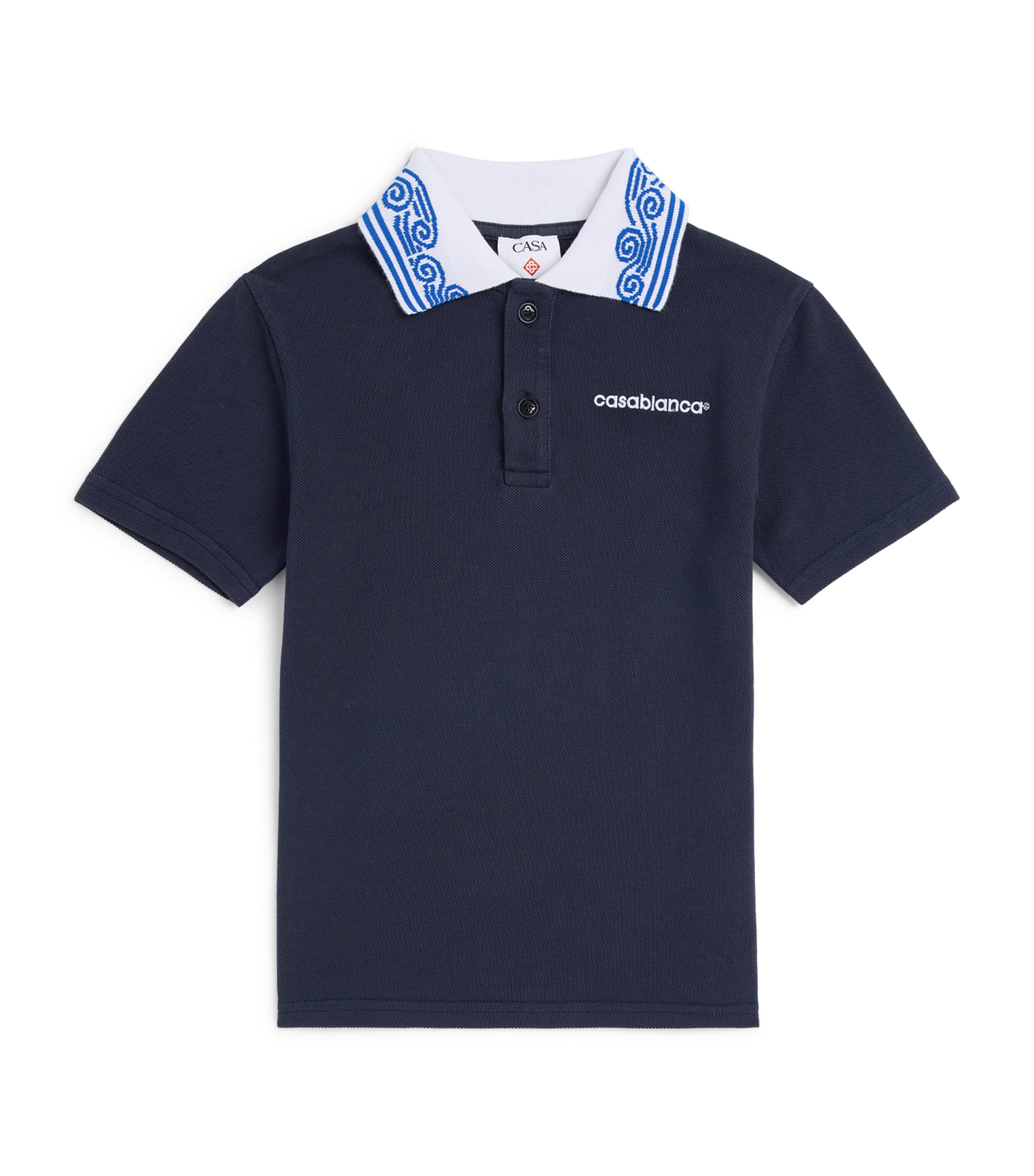 Casablanca Kids Wave-Collar Polo Shirt (3-14 Years) Navy