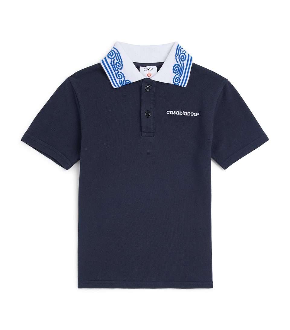 Casablanca Kids Wave-Collar Polo Shirt (3-14 Years) Navy