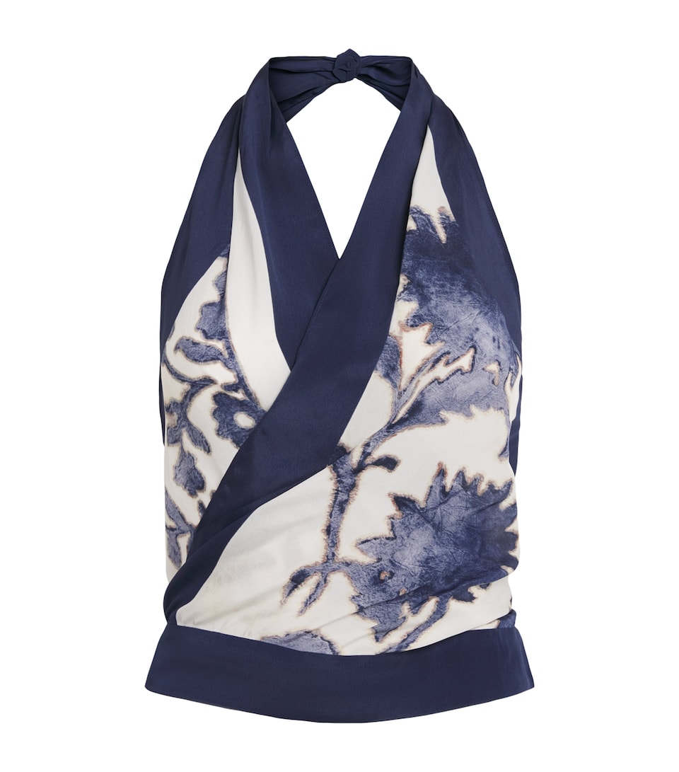 SIR. Womens Printed Philippa Scarf Crop Top Eira Midnight