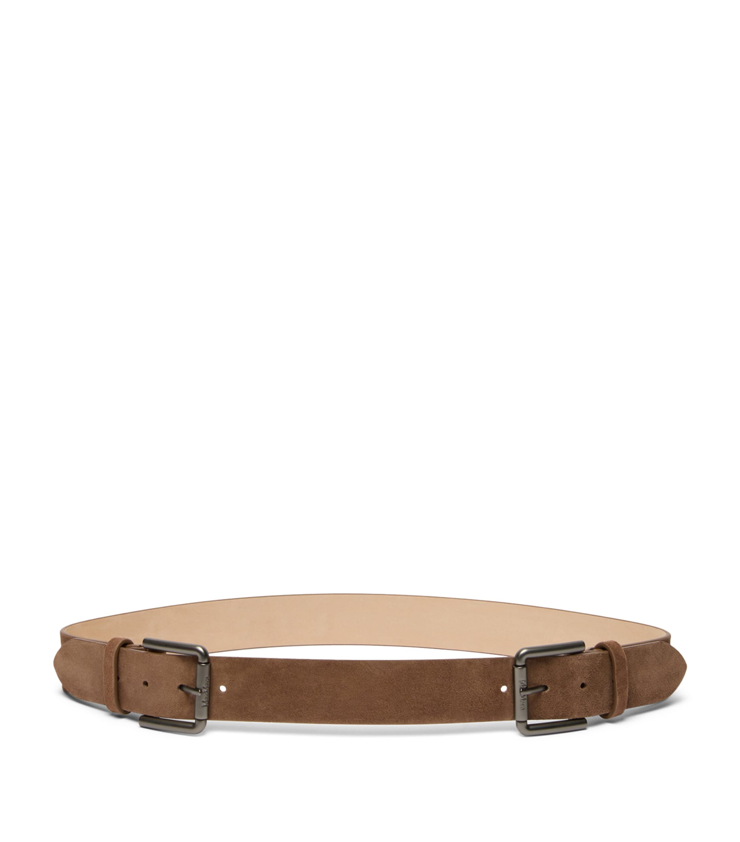 Max Mara Suede Double-Buckle Belt Hazelnut Brown
