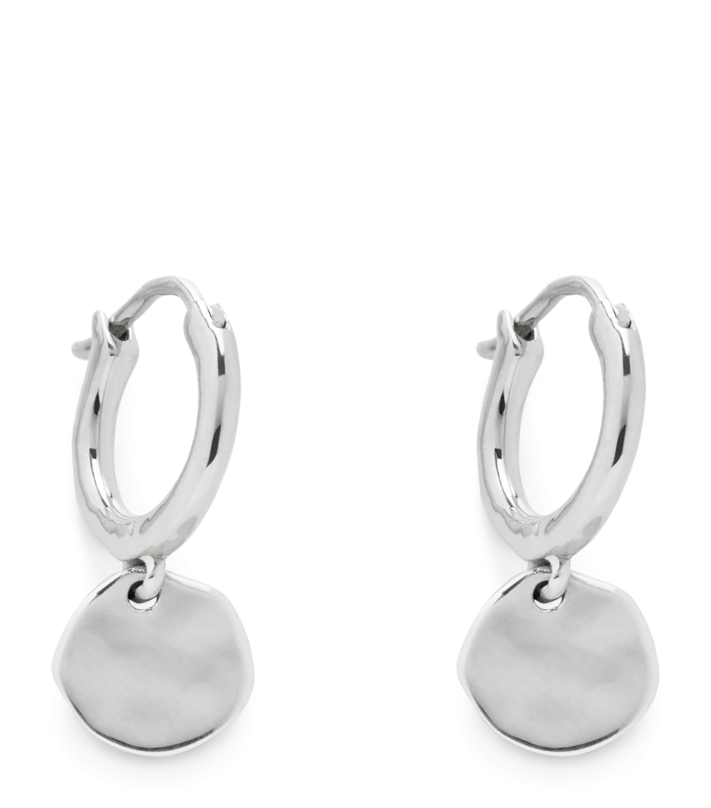 Mini Sterling Silver Siren Muse Disc Huggie Earrings