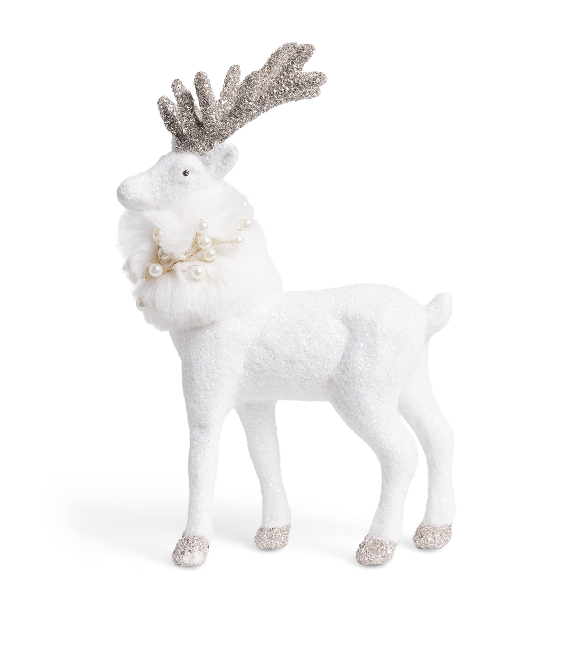Harrods Glitter Blitzen Reindeer Ornament White
