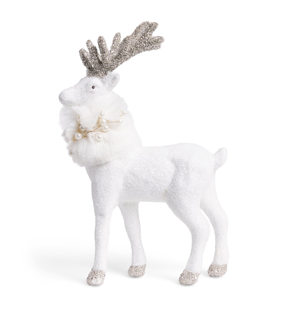 Harrods Glitter Blitzen Reindeer Ornament White