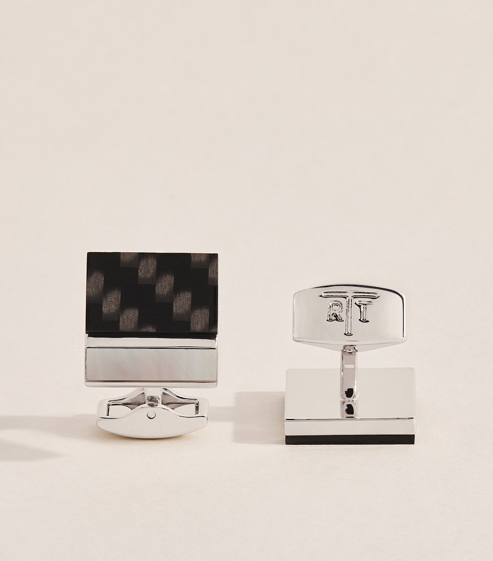 Tateossian Mother-of-Pearl and Carbon Mosaic Cufflinks Black