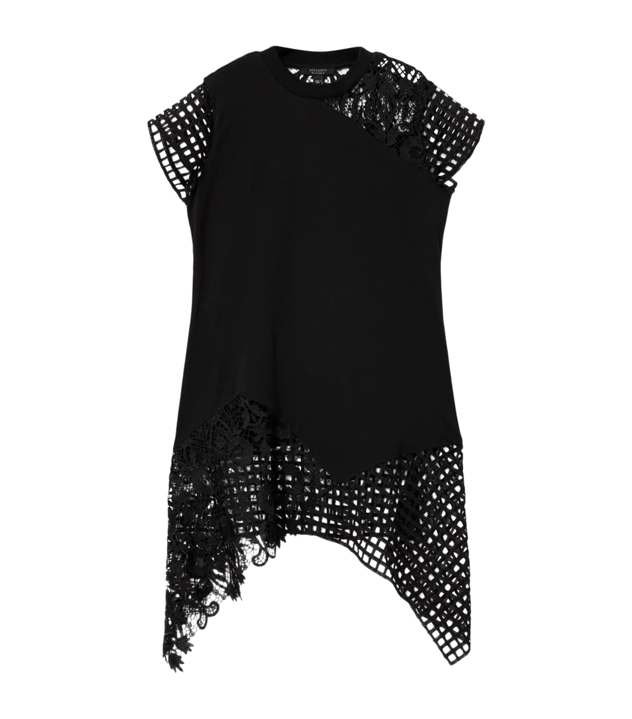 AllSaints Womens Cotton Mesh Zala T-Shirt Dress Black