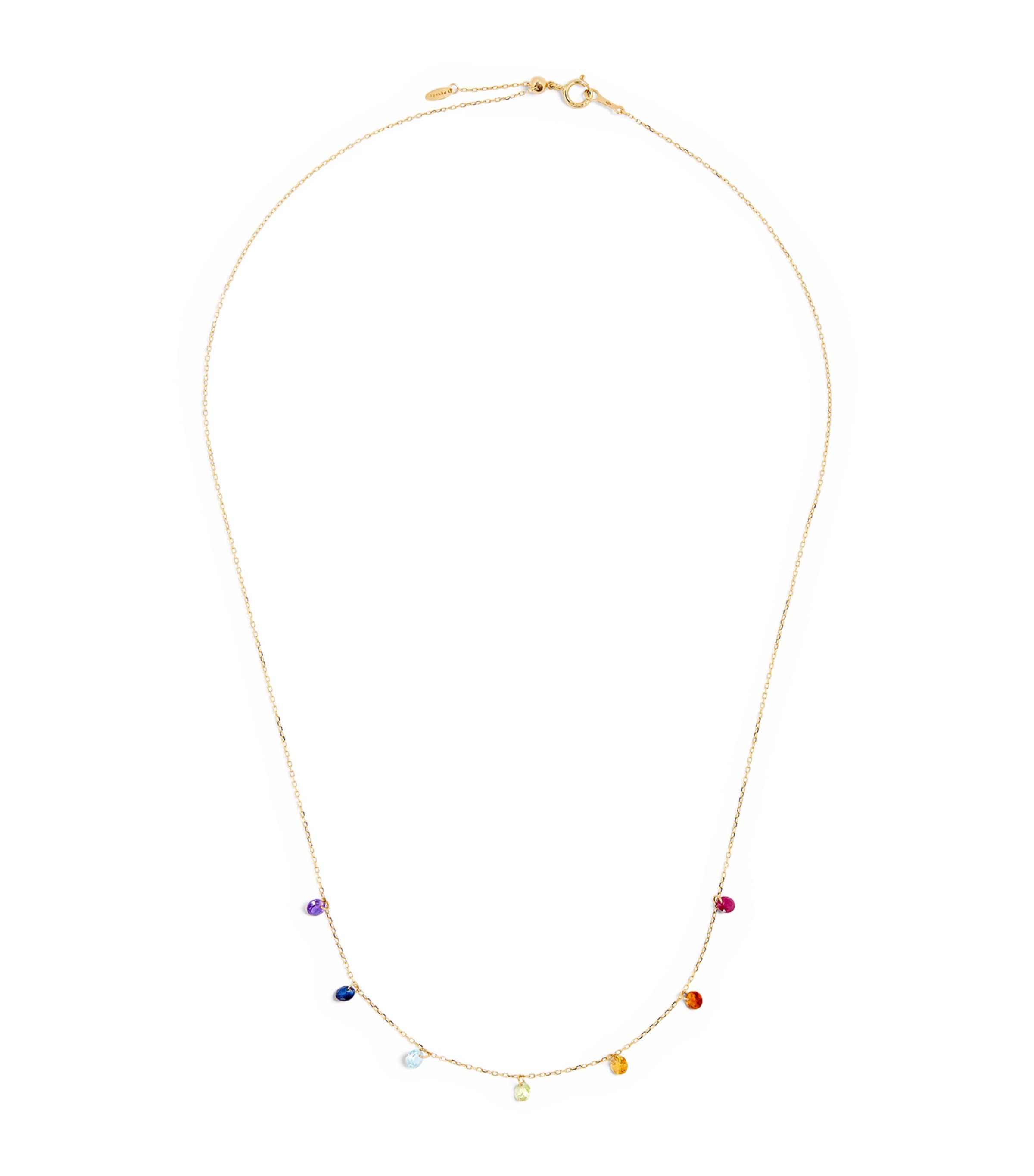 Yellow Gold and Sapphire Chakra Necklace