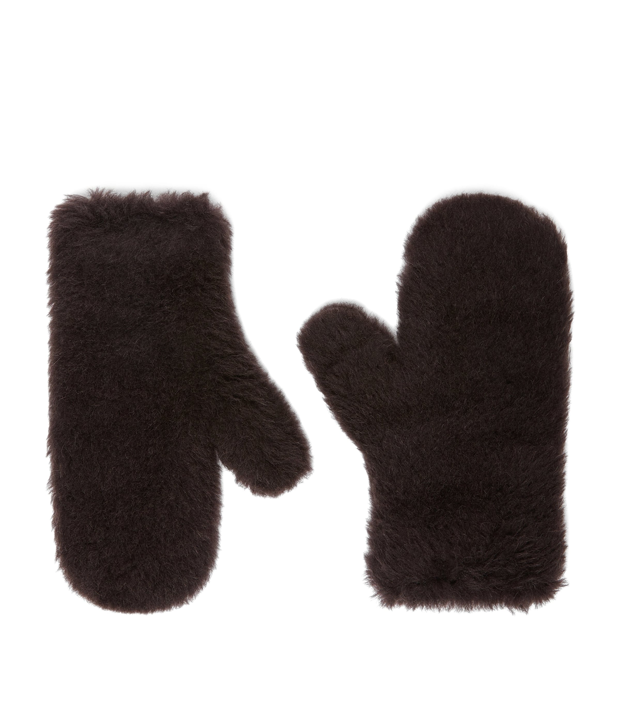 Max Mara Alpaca-Wool-Silk Gloves Brown