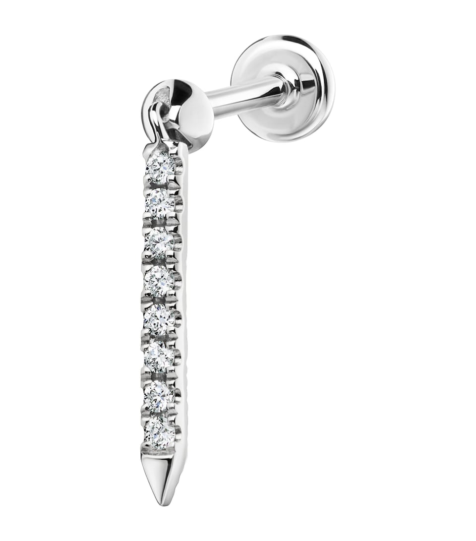 Maria Tash Diamond Eternity Bar Charm Threaded Stud Earring (11mm) White Gold