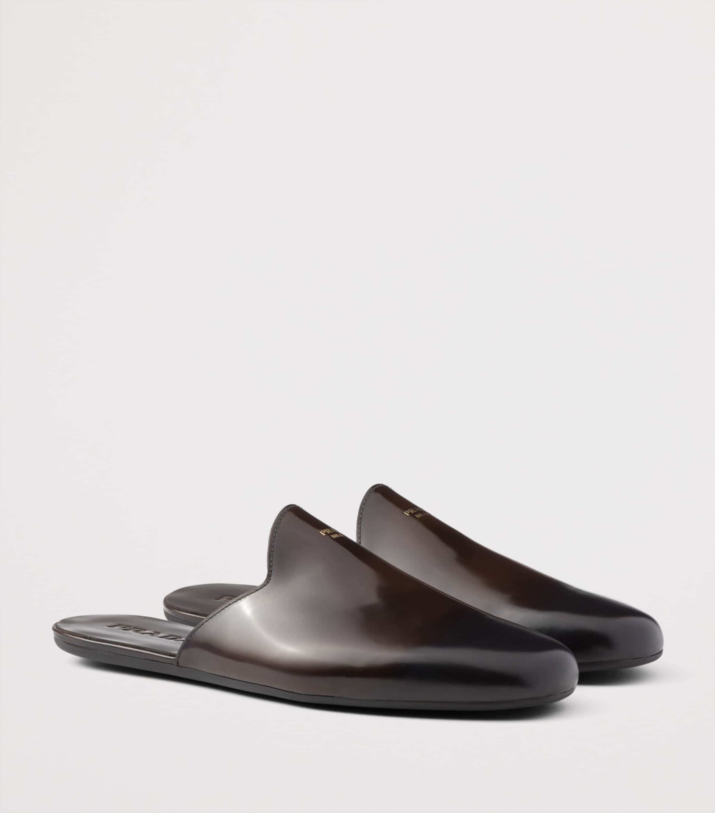 Prada Brown Brushed Leather Mules | Harrods UK