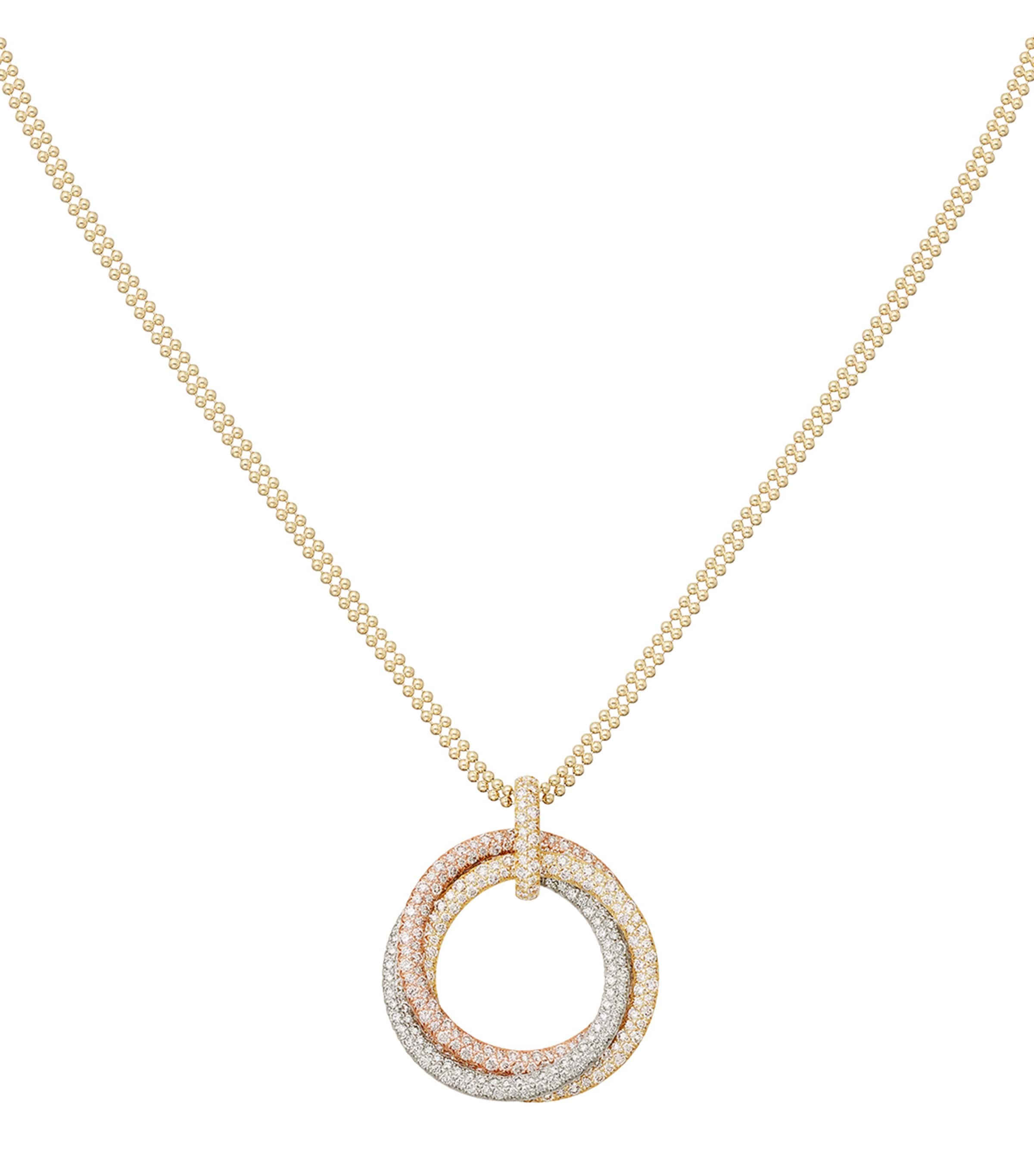 Mixed Gold and Diamond Trinity Necklace