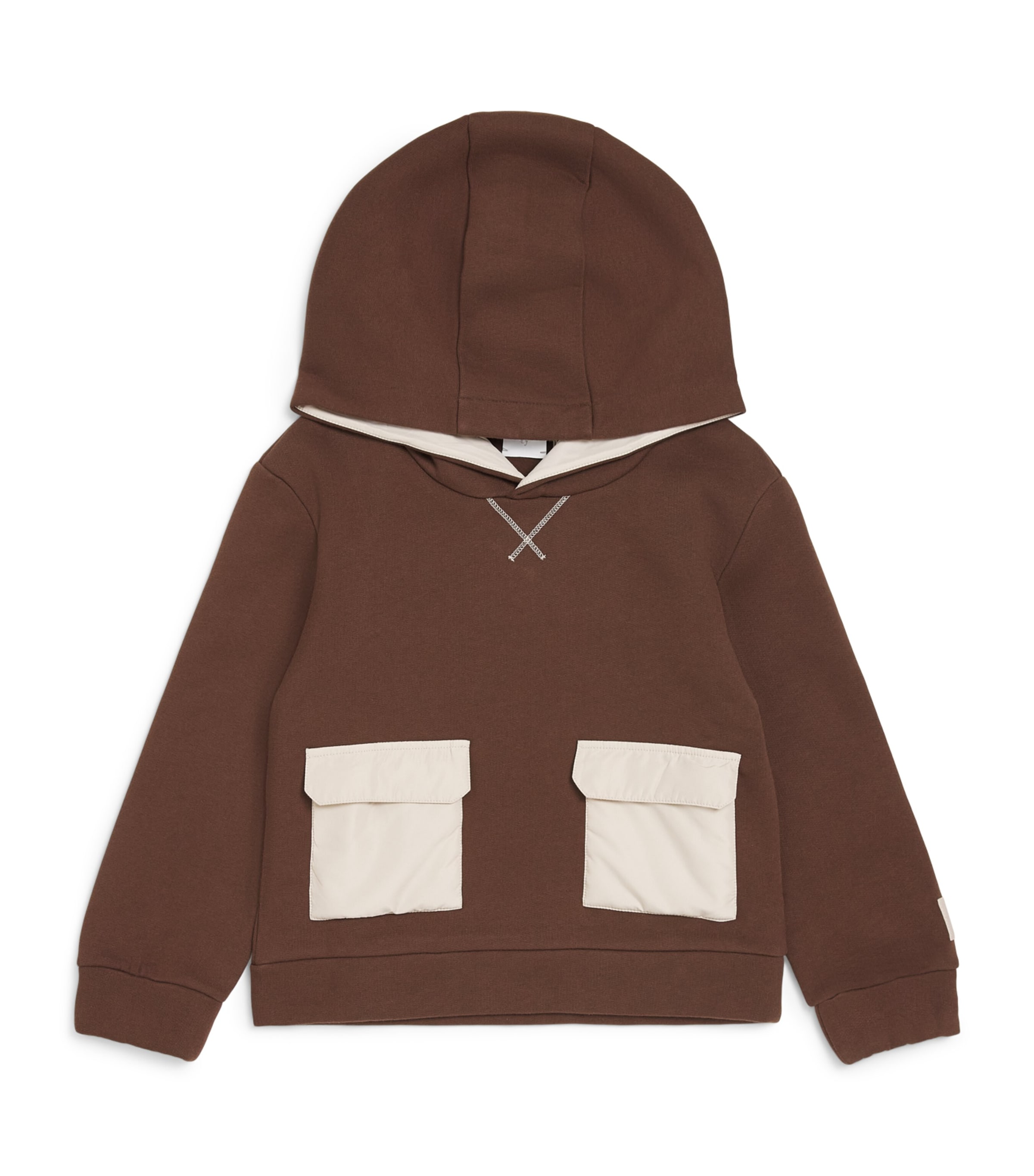 Eleventy Kids Cotton Twin-Pocket Hoodie (2-16 Years) Brown/beige