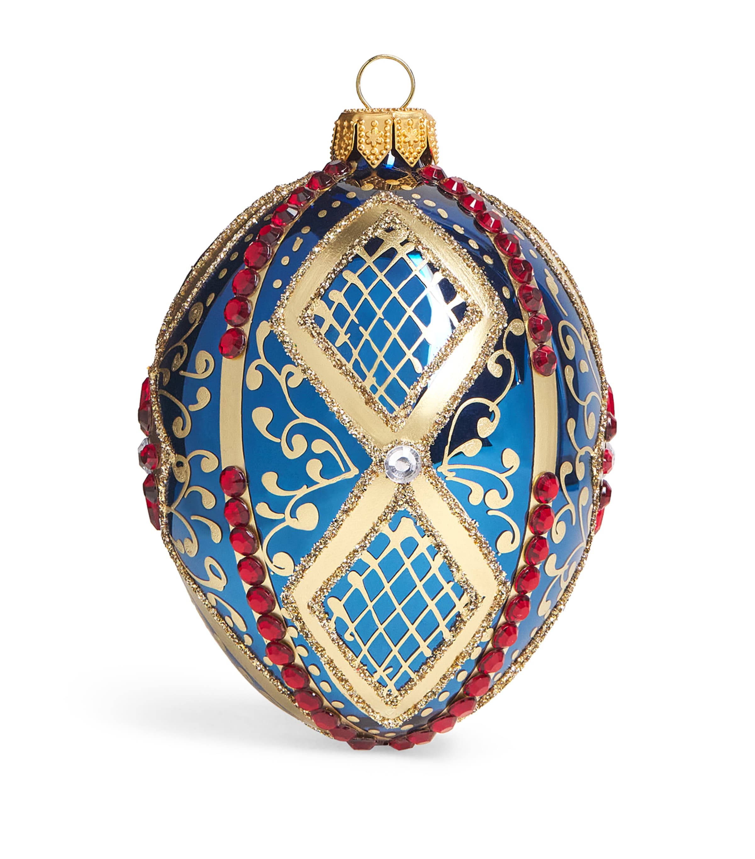 Harrods Crystal-Embellished Egg Bauble Navy Blue Lacquer