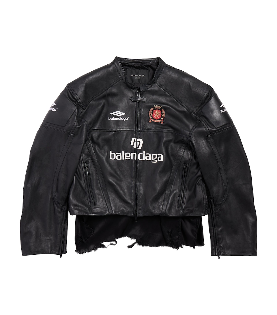Leather Distressed Racer Jacket