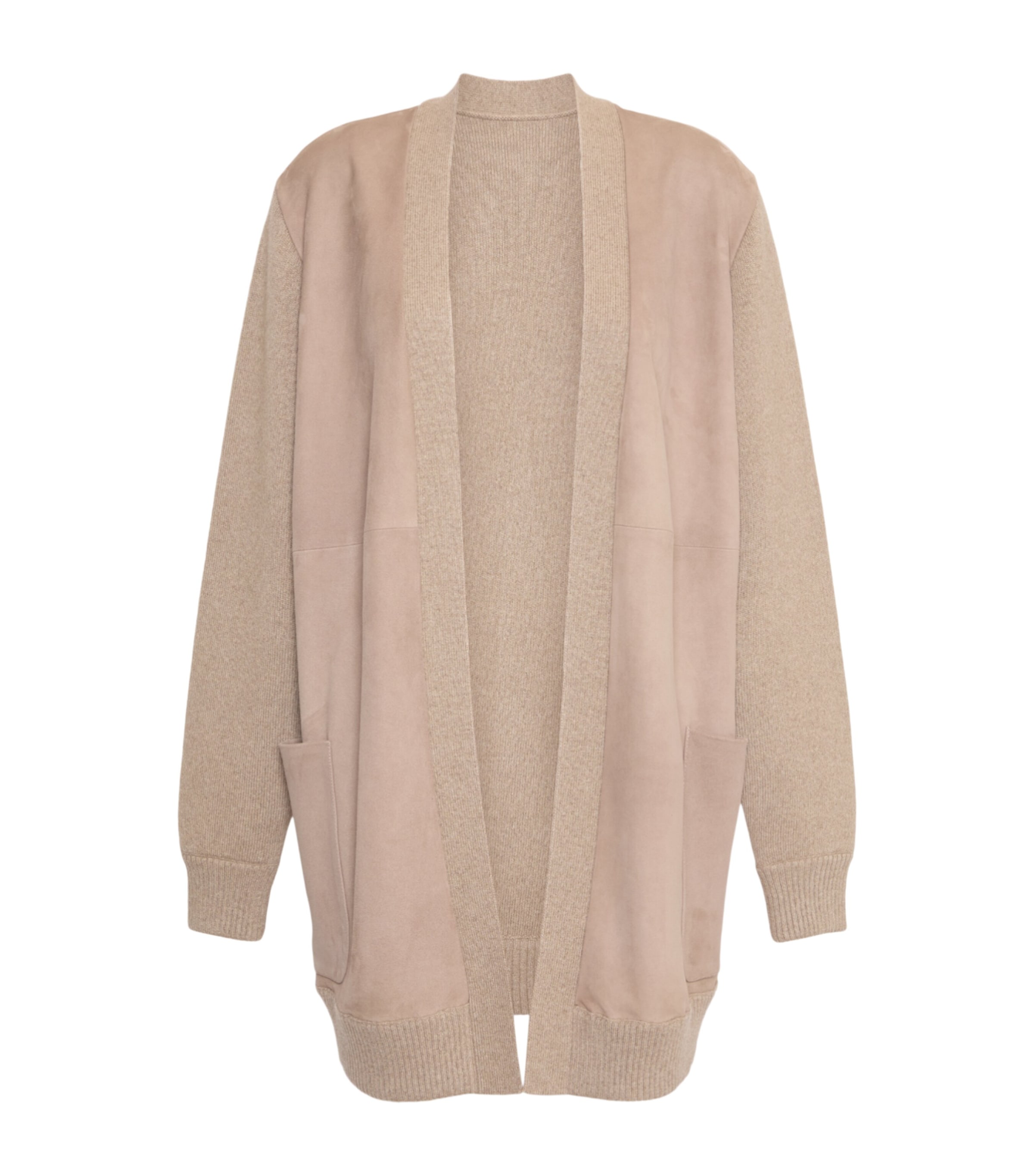 Max Mara Womens Wool-Cashmere-Suede Cardigan Beige