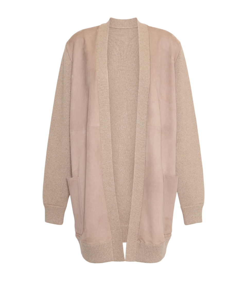 Max Mara Womens Wool-Cashmere-Suede Cardigan Beige