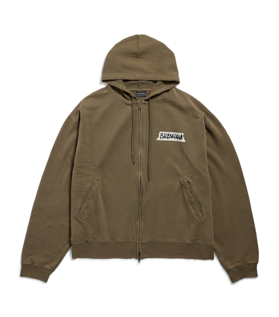 Cotton Masking Tape Logo Hoodie