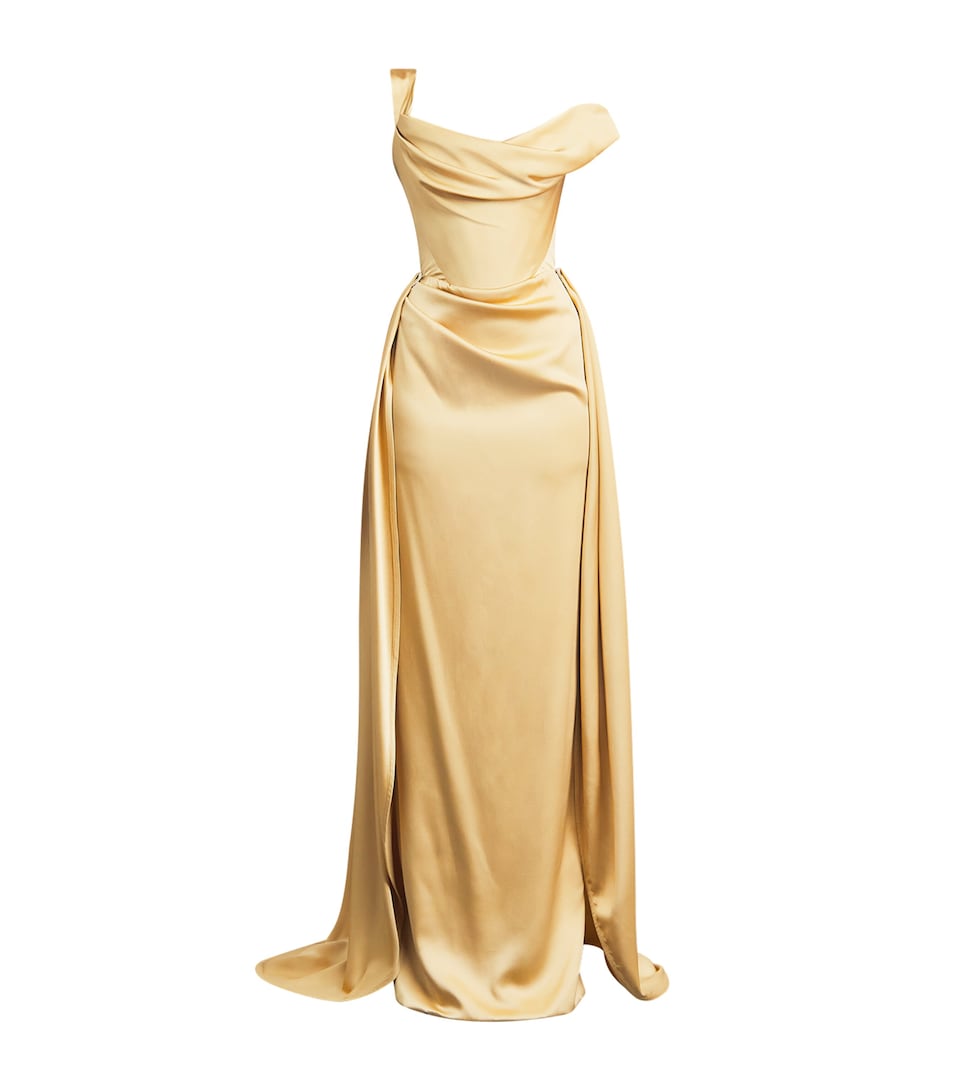 Vivienne Westwood Womens Satin One-Shoulder Nova Grace Gown Gold