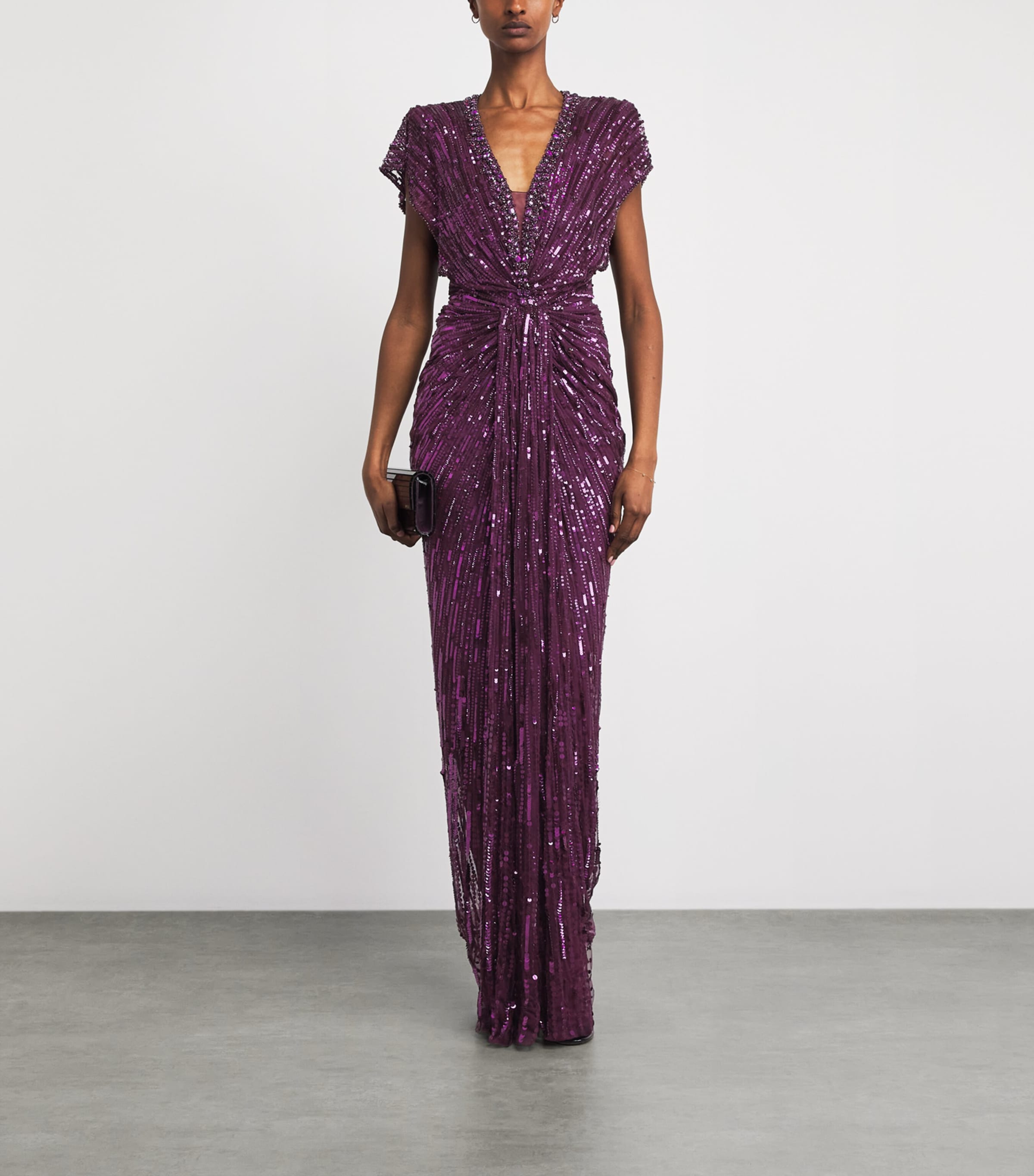 Jenny Packham Womens Sequinned Lacie Gown Purple