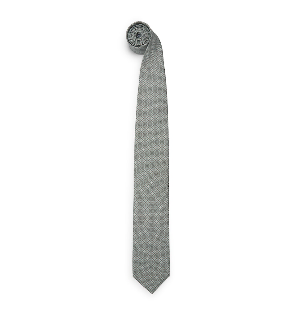 Eton Silk Geometric Tie Mid Green