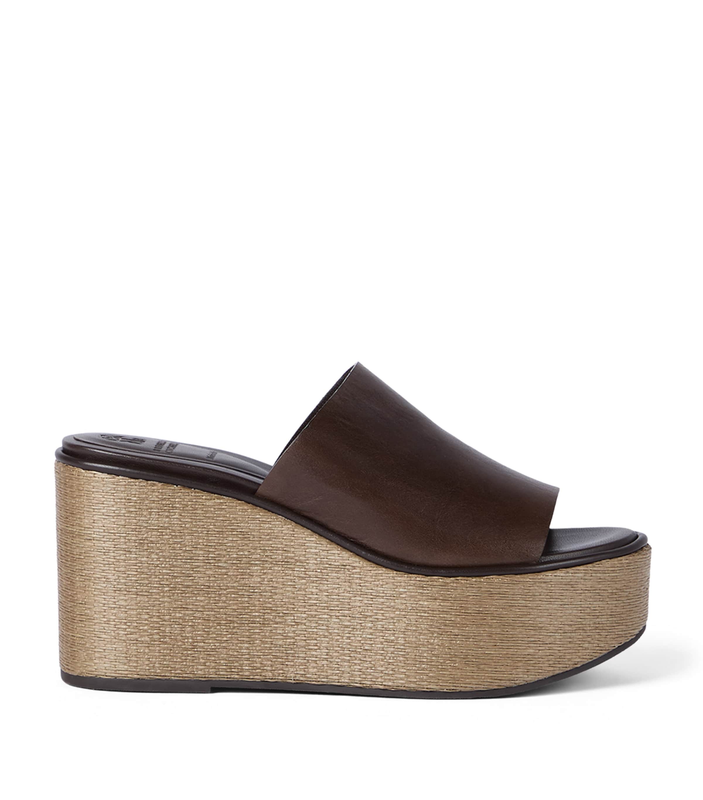 Leather Wedge Sandals 100