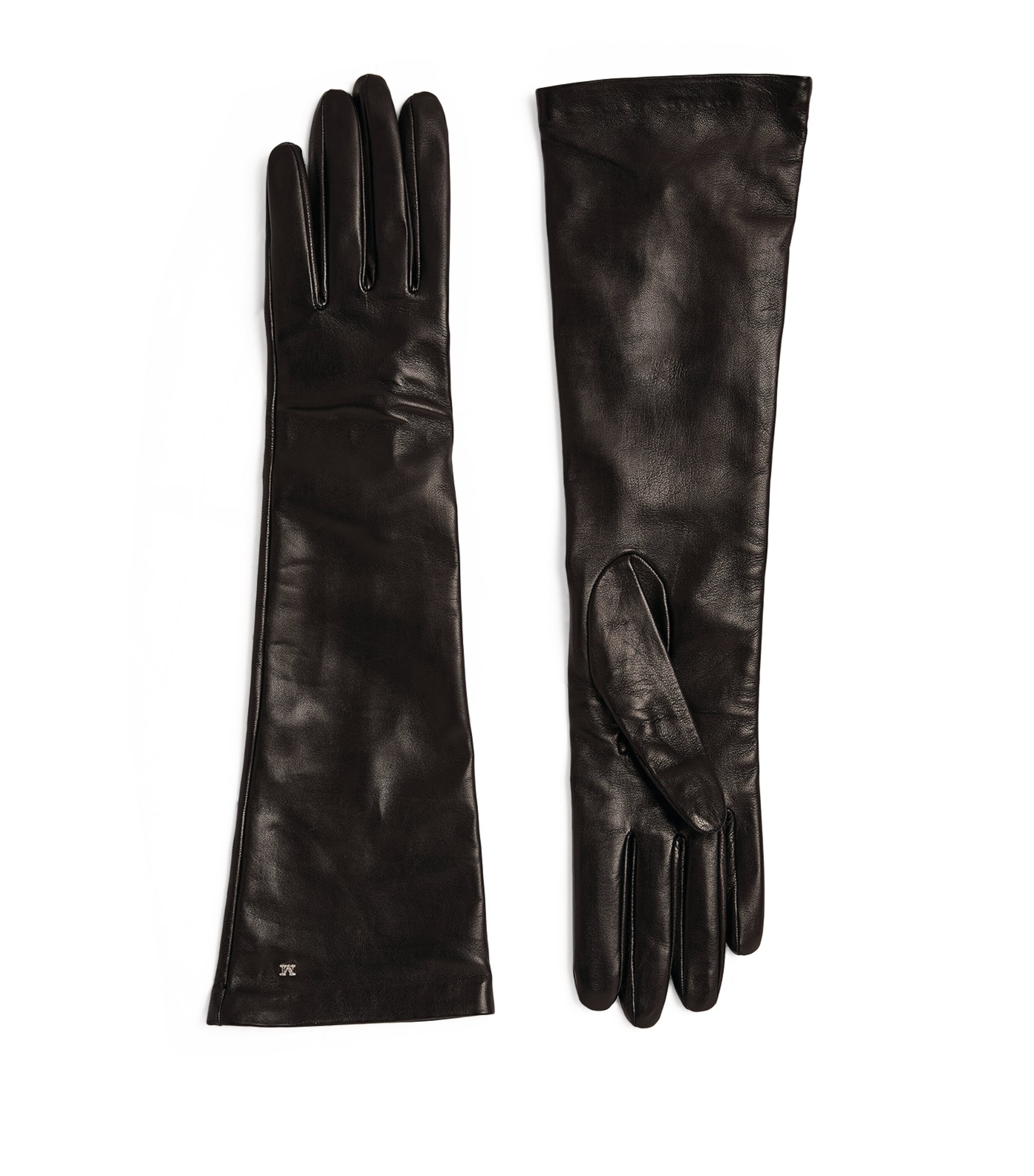 Max Mara Leather Elbow-Length Gloves Black