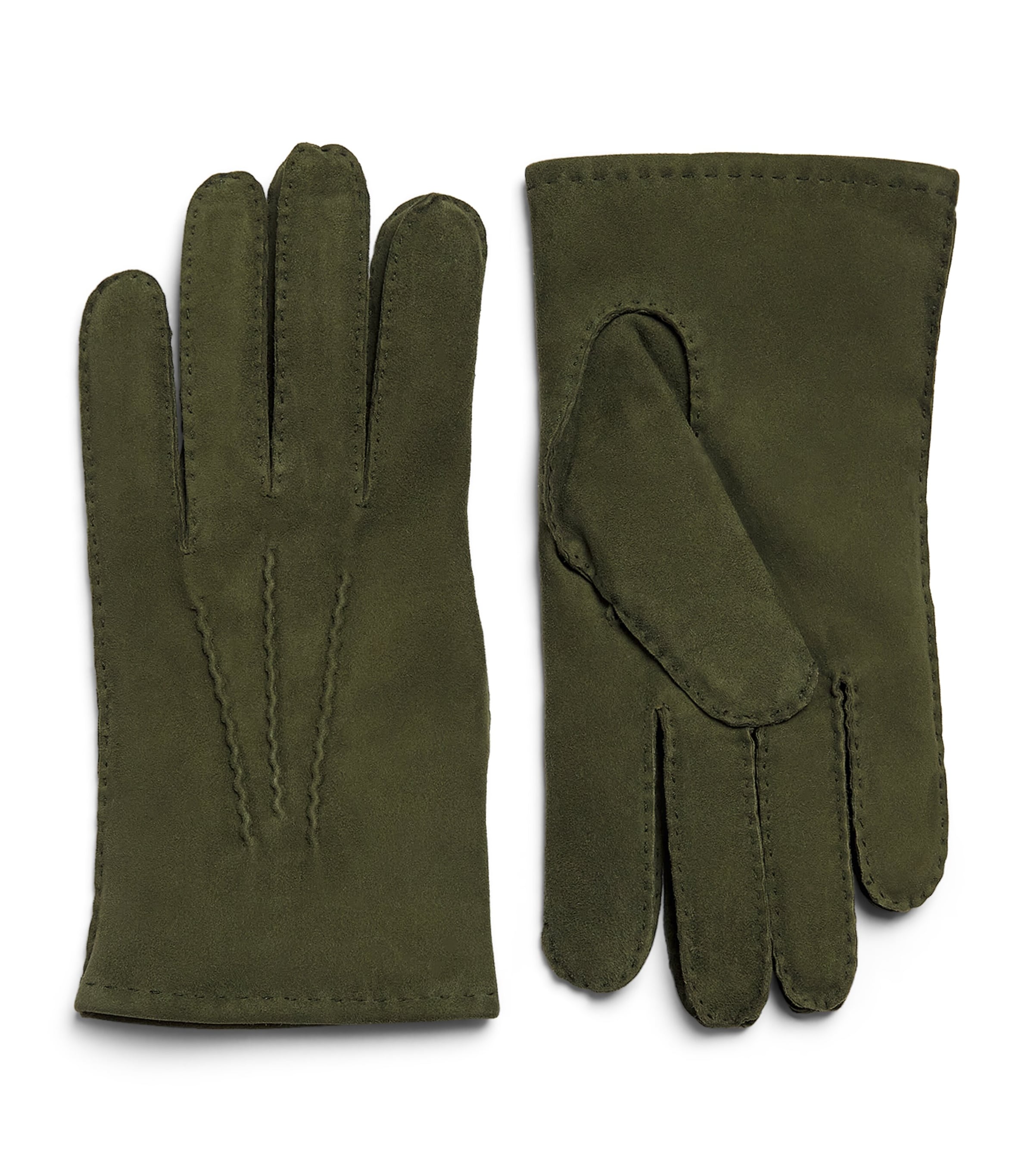 Hamerli Cashmere-Lined Suede Gloves Olive