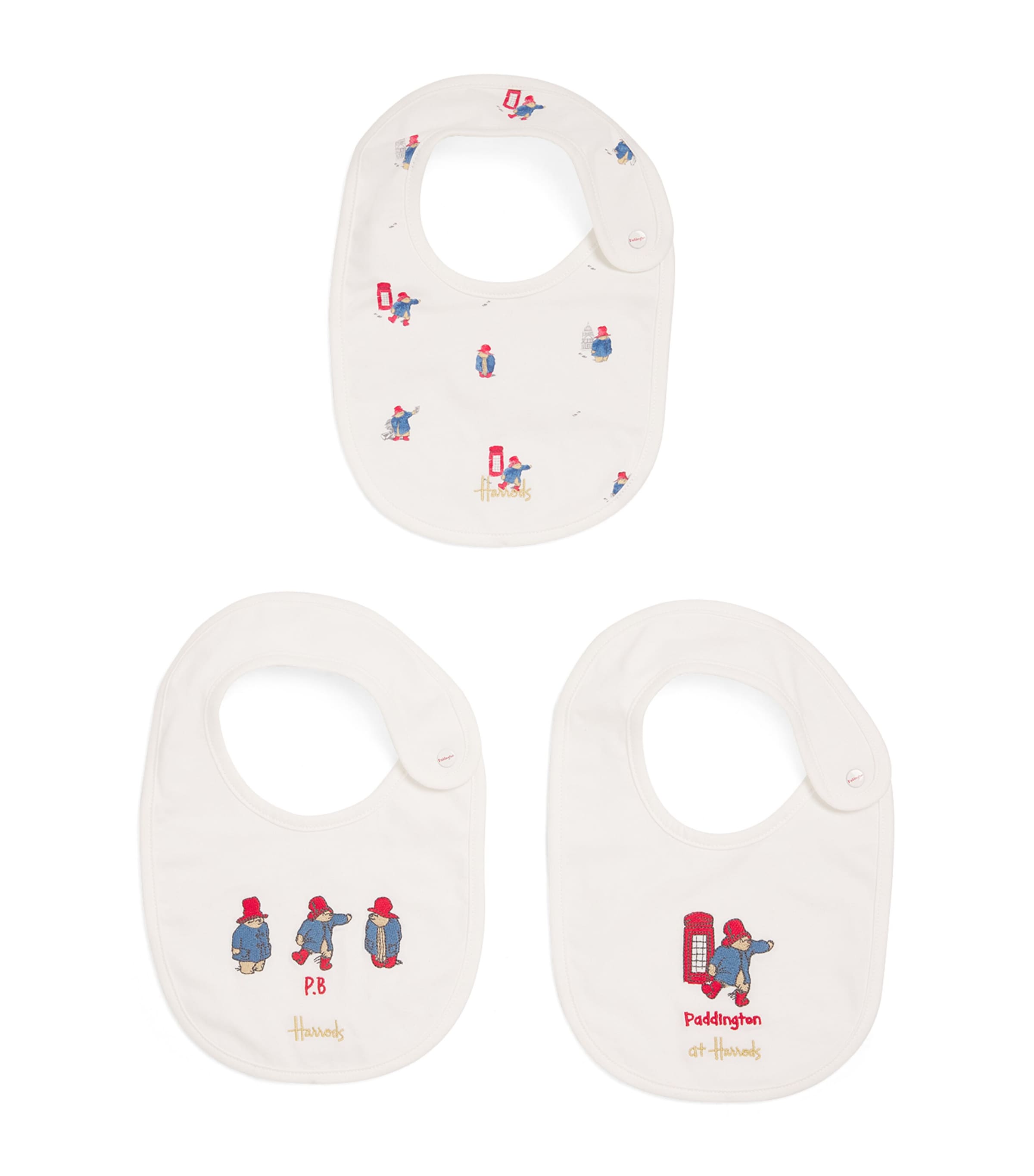 Harrods Embroidered Paddington Bibs (Set of 3) White