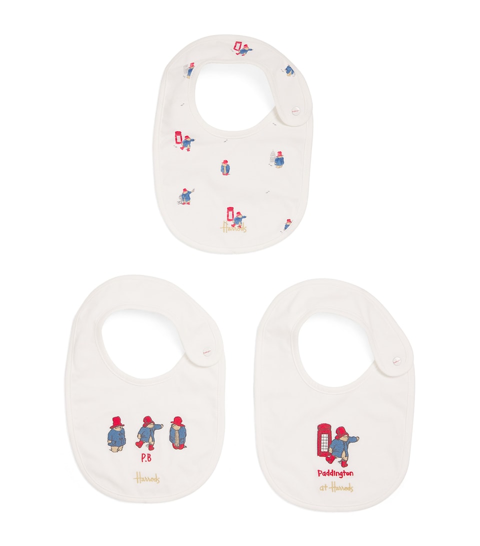 Harrods Embroidered Paddington Bibs (Set of 3) White