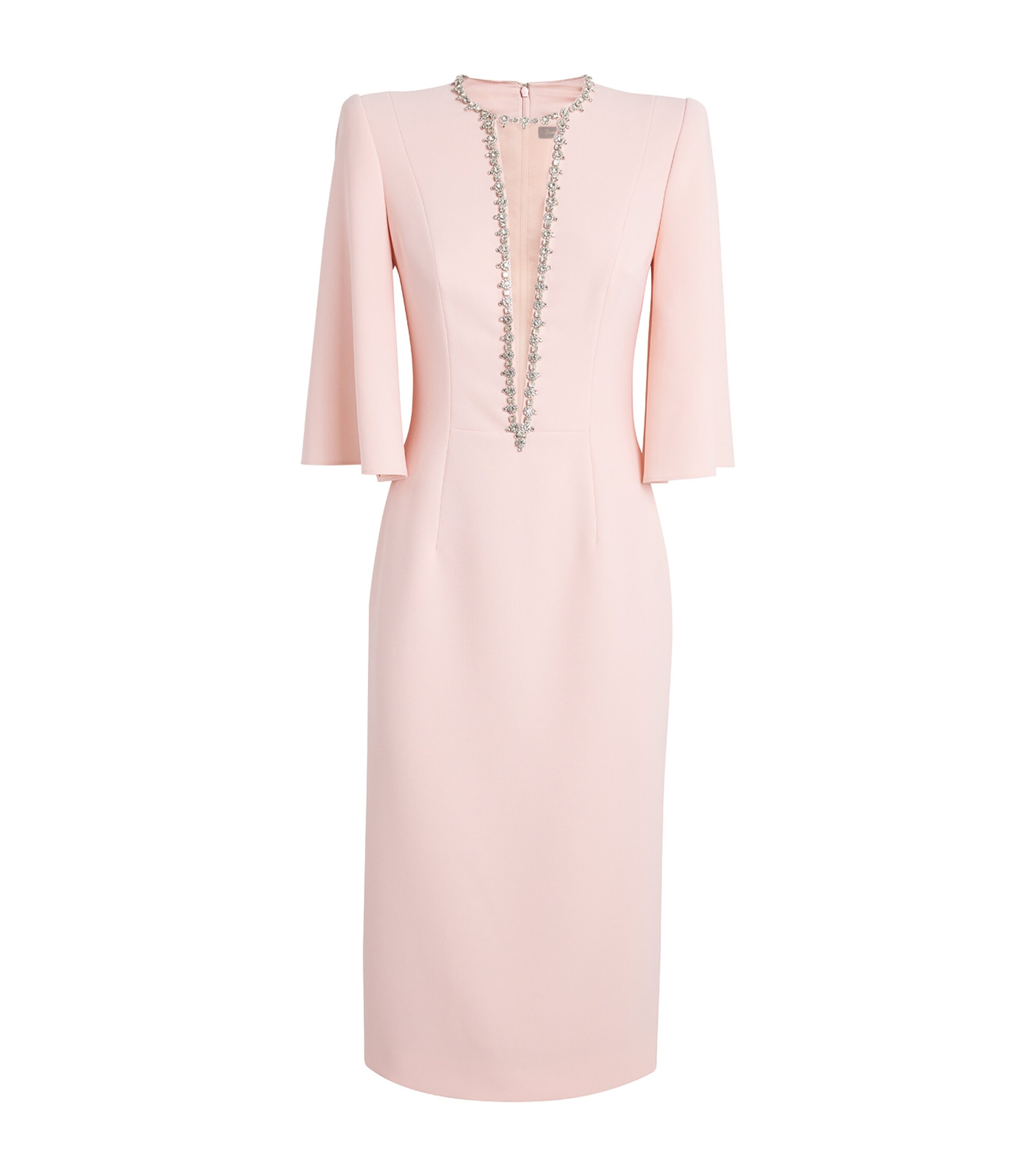Crepe Embellished Midi Dress