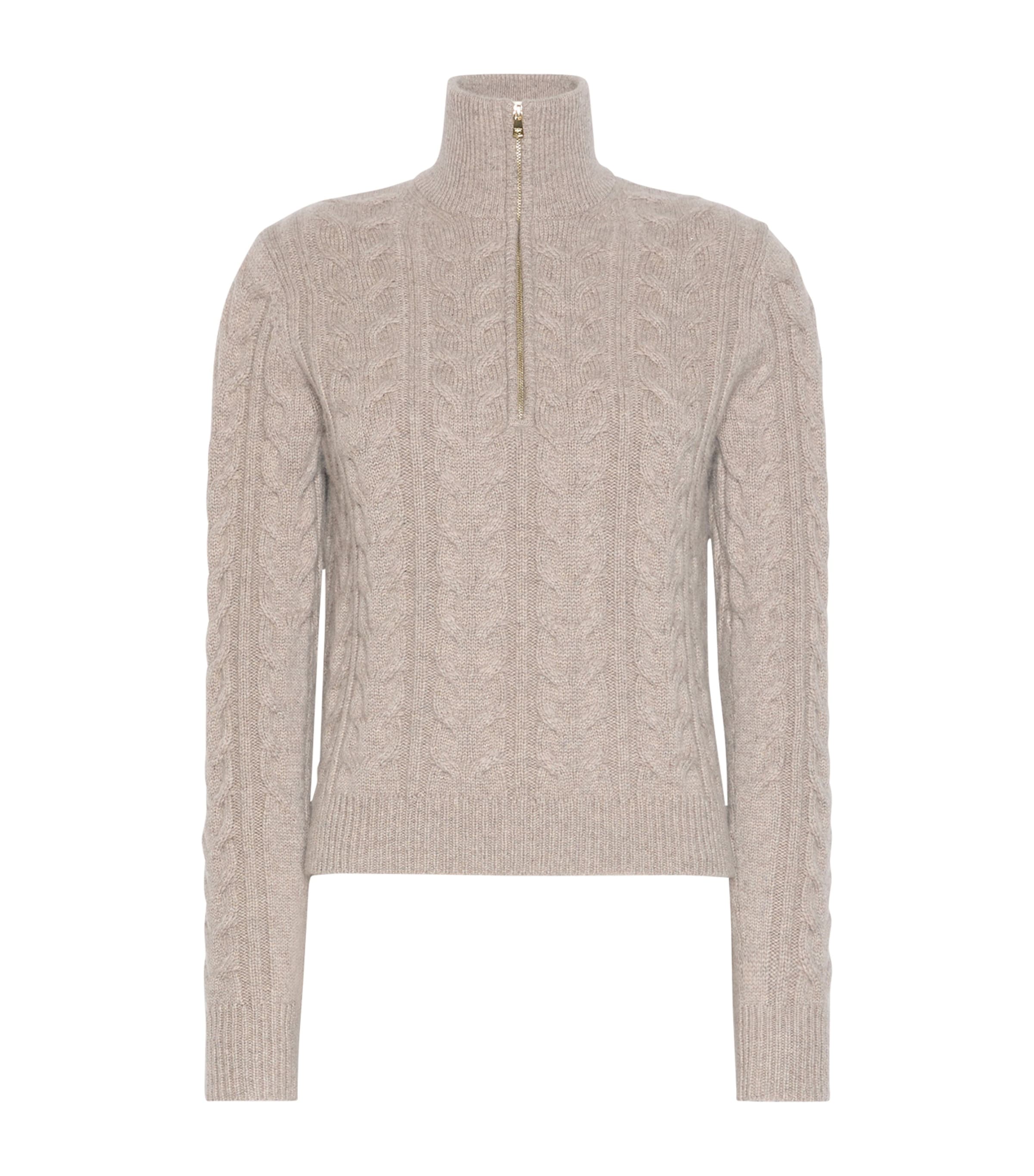 Max Mara Womens Cashmere Quarter-Zip Sweater Sand