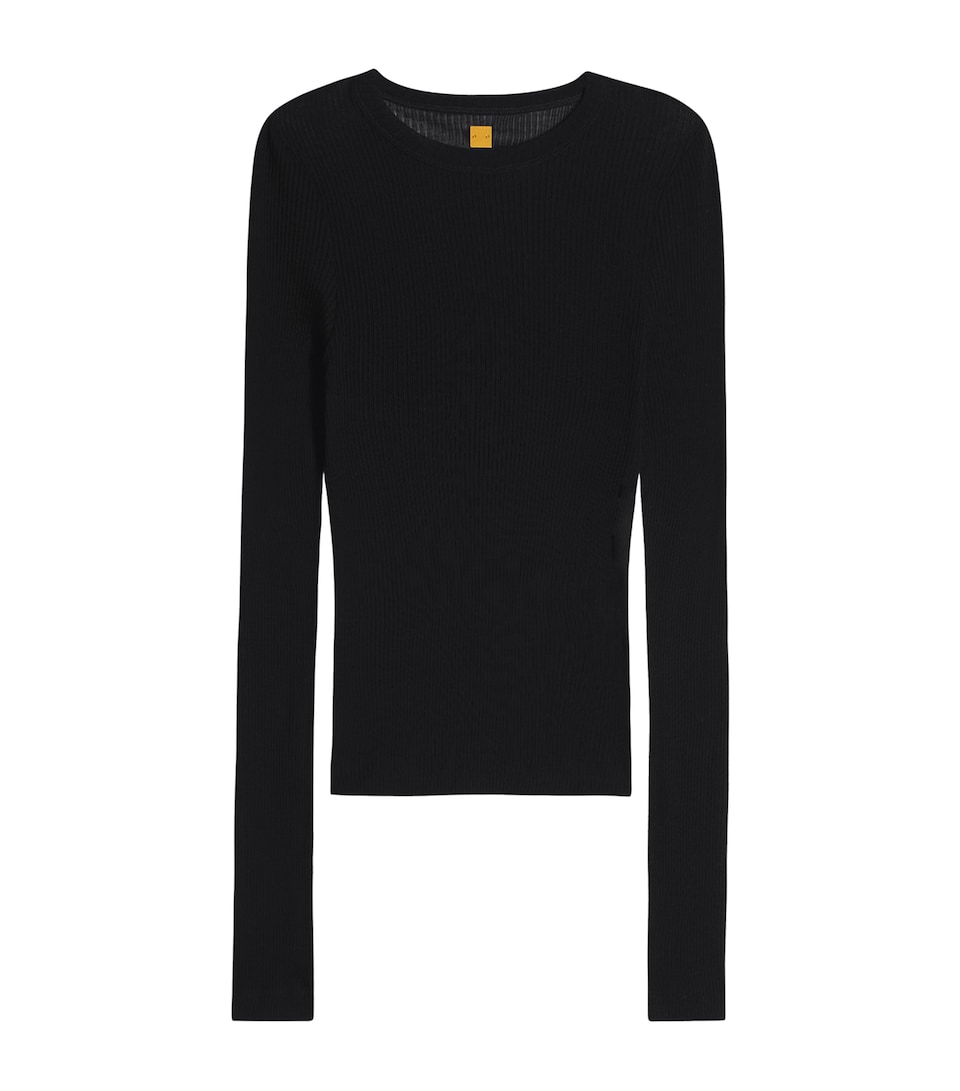 Schiaparelli Womens Cotton Ribbed Keyhole Top Black