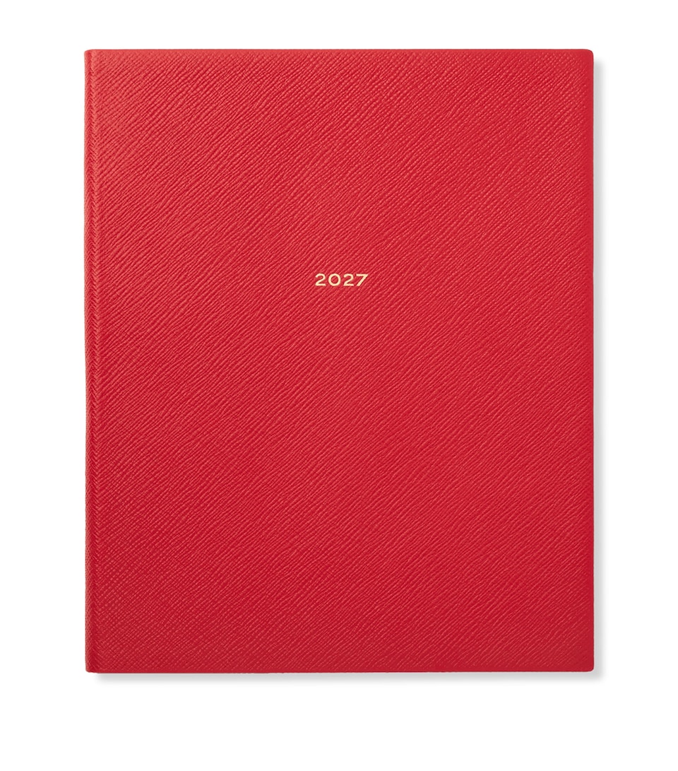 Smythson Leather Portobello Weekly Diary 2027 Scarlet Red